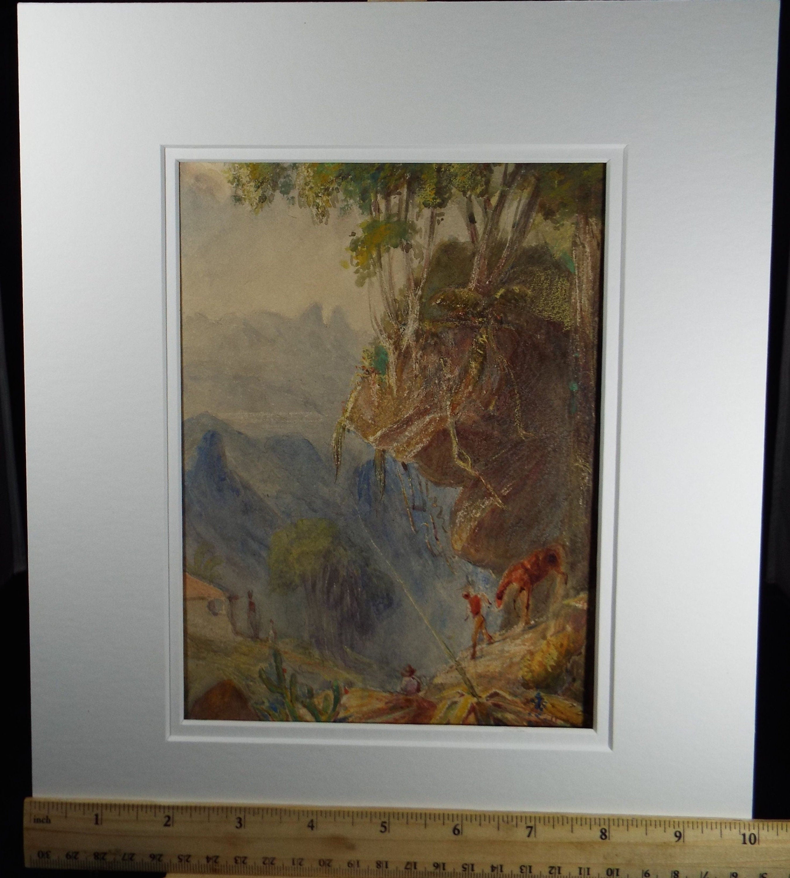 Original Watercolour c1860's, 'The Descent' - Attributed to H. Johnson