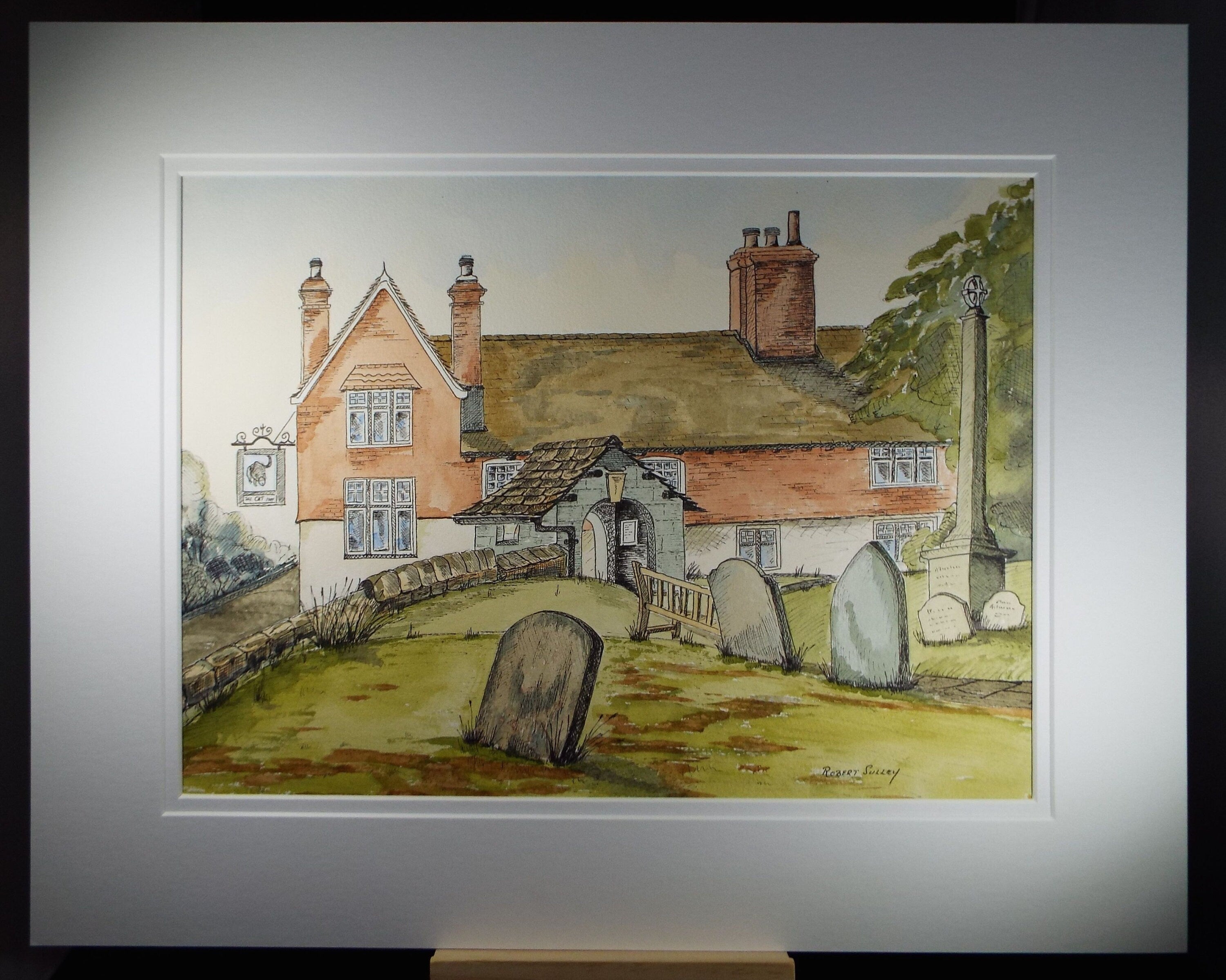 Original Watercolour, 'THE CAT INN - West Hoathy', 1986, Robert Sulley, (20th Century, British)