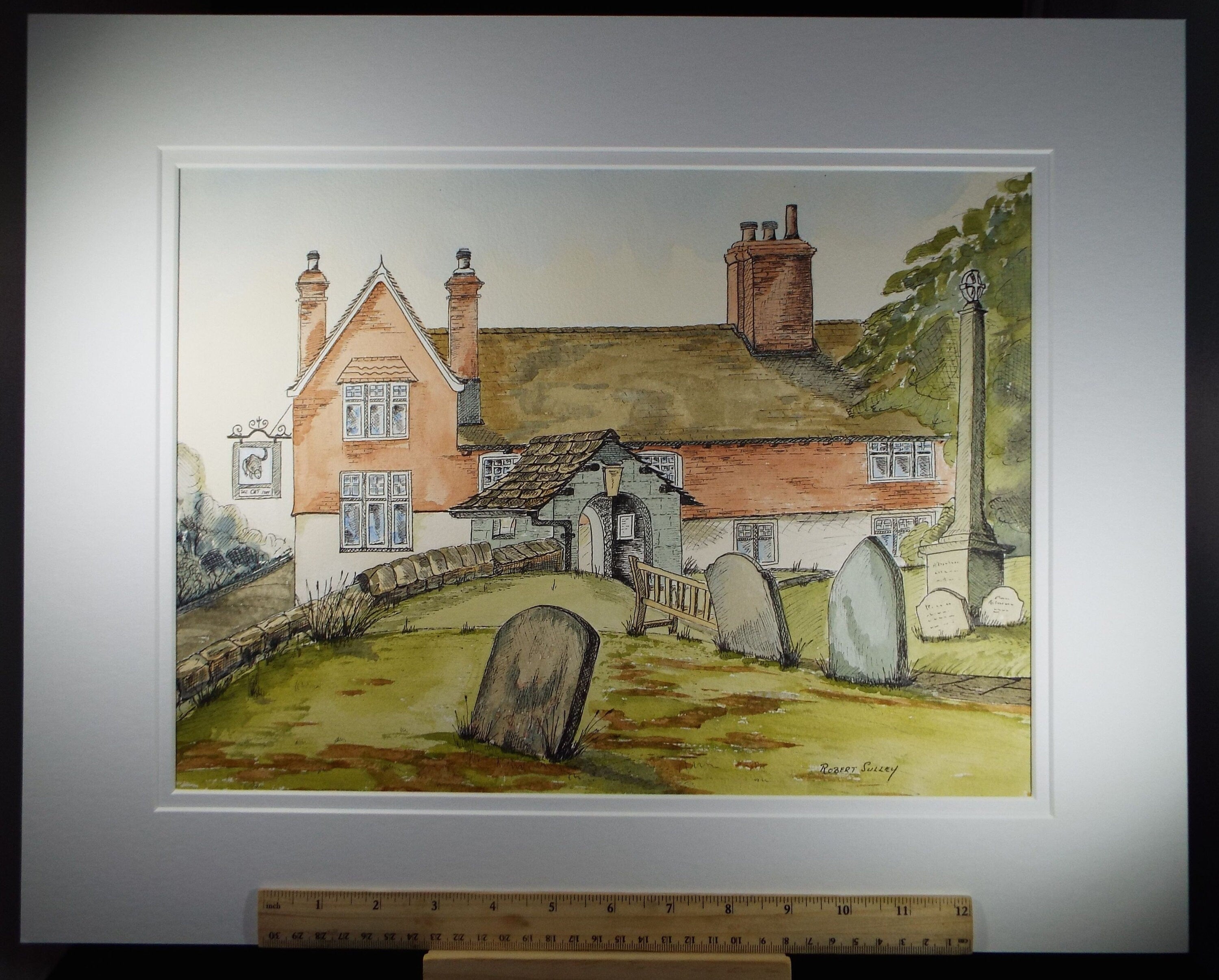 Original Watercolour, 'THE CAT INN - West Hoathy', 1986, Robert Sulley, (20th Century, British)
