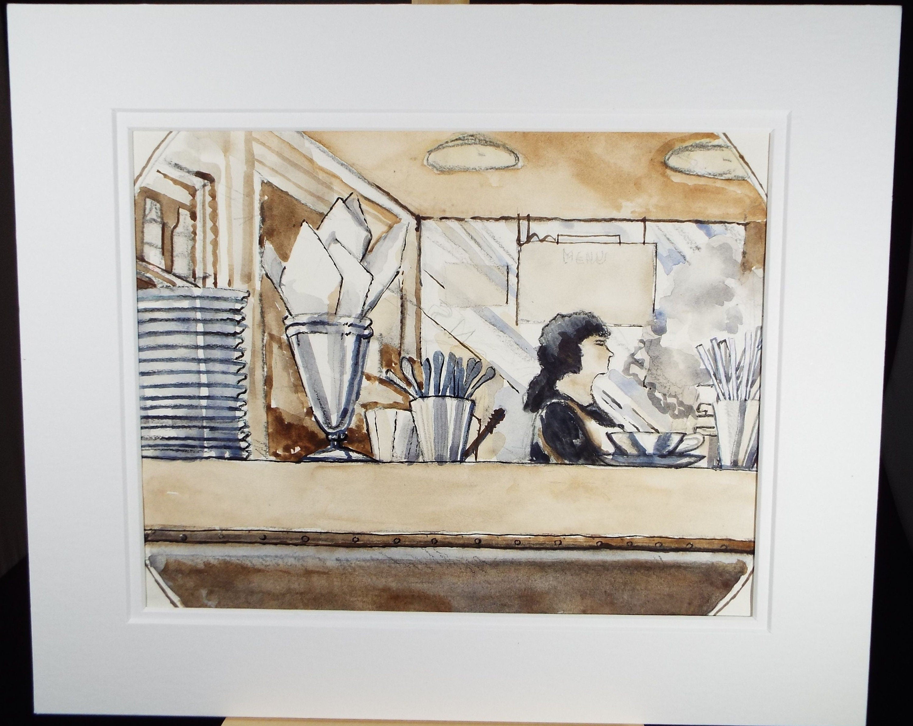 Original Watercolour, 20th Century Scottish School, 'The Cafe' c1980's - Donald Mackenzie b 1944