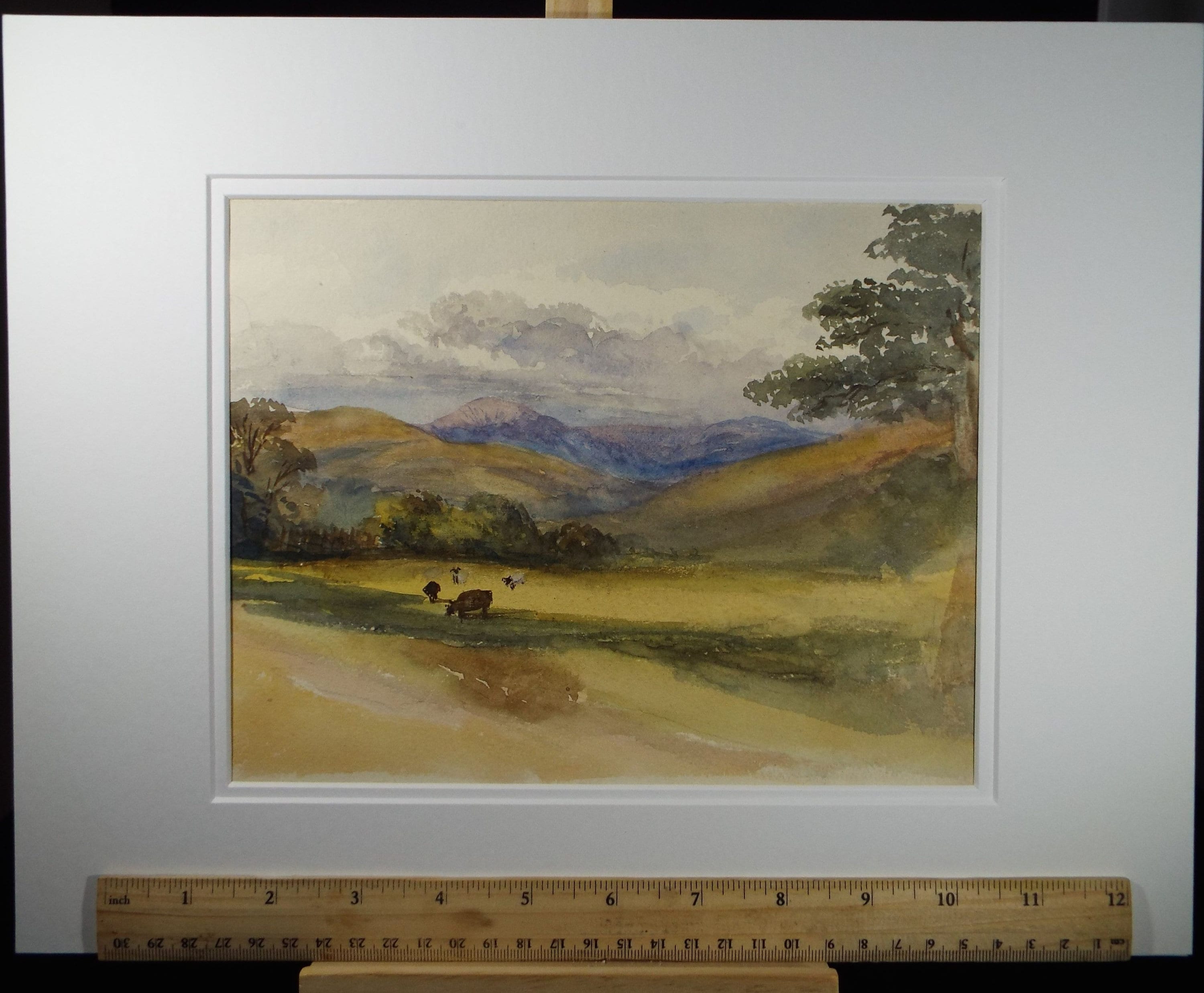 Original Watercolour, 'Pastoral Landscape with Cattle ', c1920's, Unknown Artist