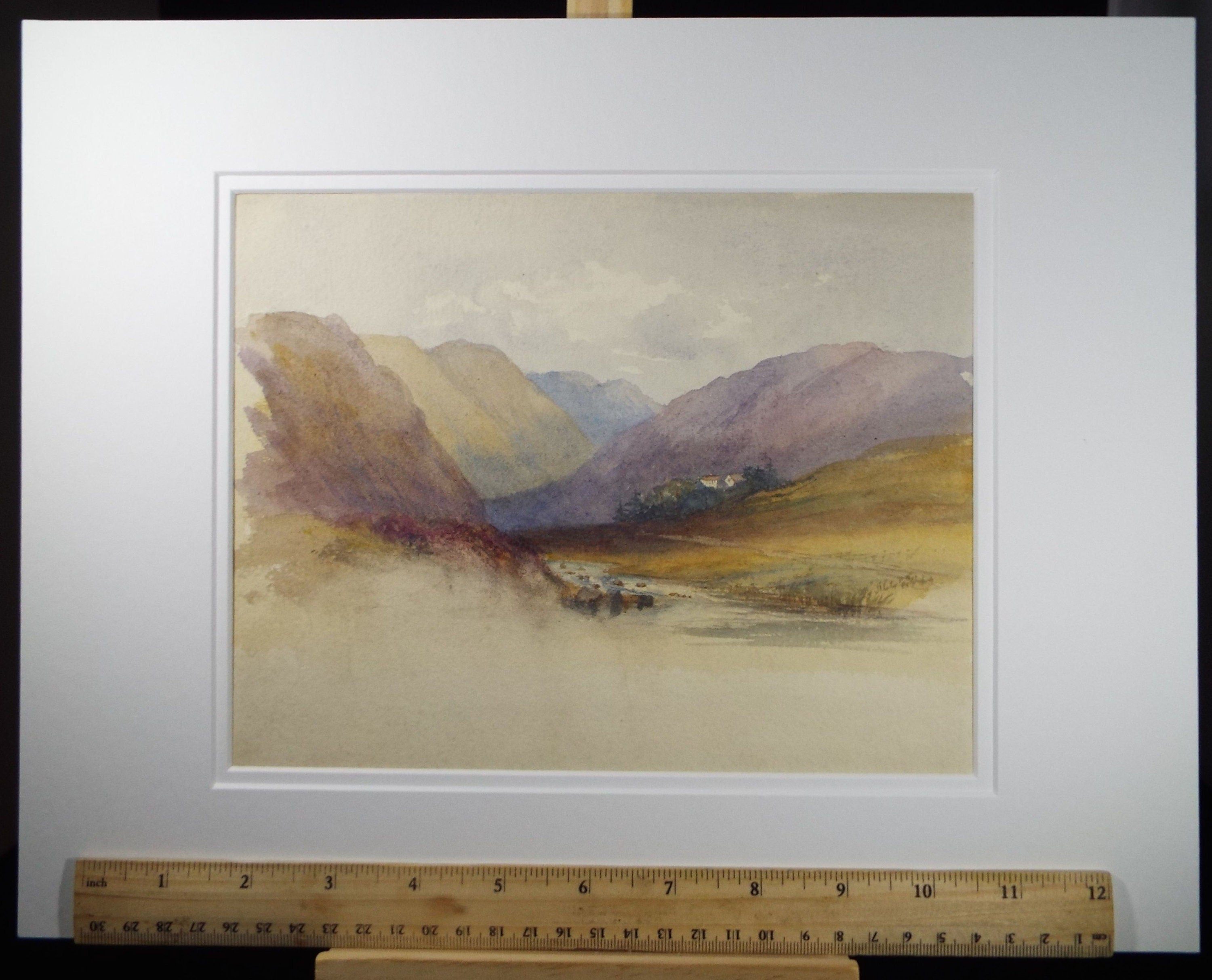 Original Watercolour, 'Village in a Mountainous Landscape', Early 20th Century, Unknown Artist