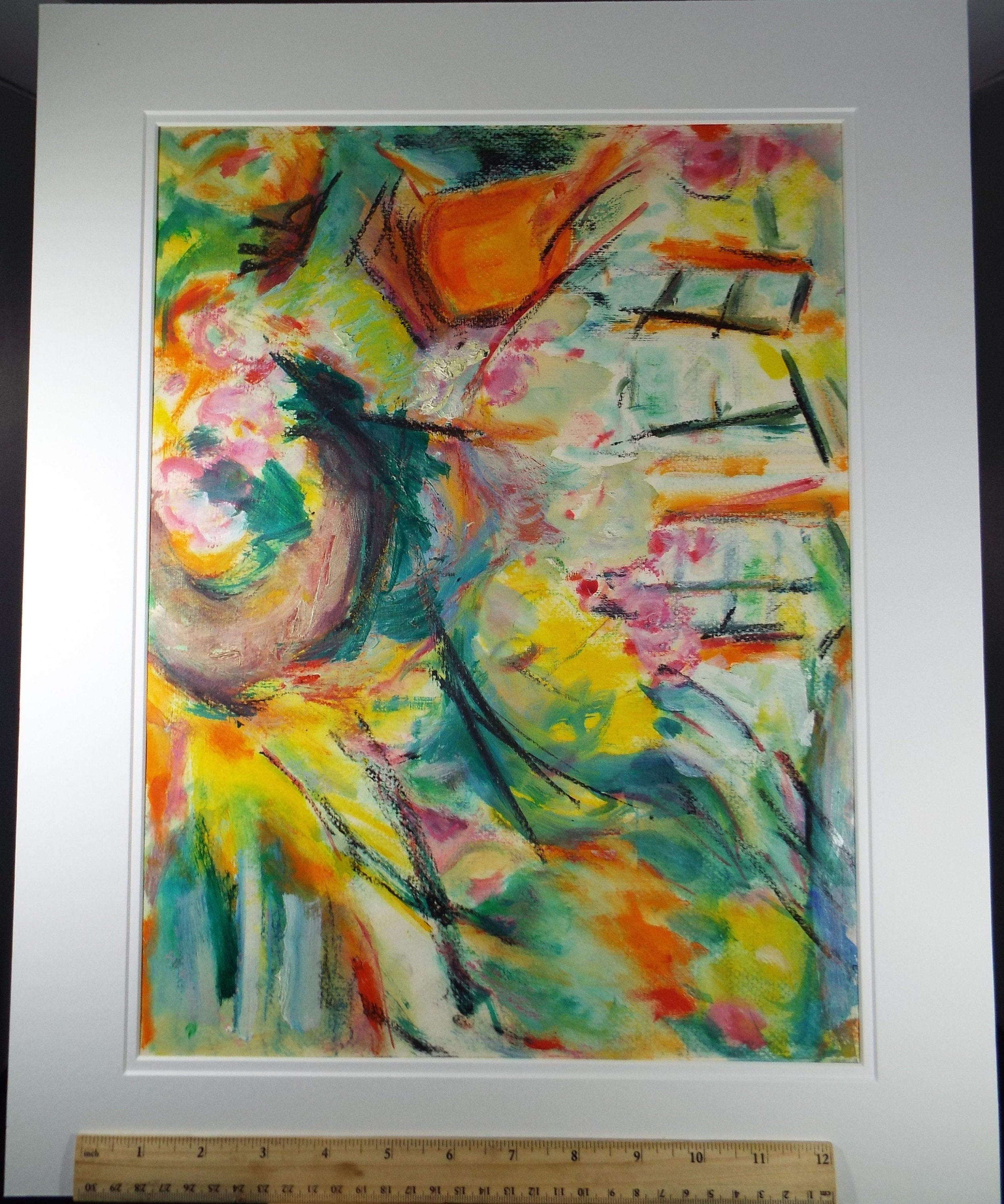 Original Watercolour and Gouache, 'Abstract Flower Garden', Circa 1980's Olive Van Klaveren (20th Century)