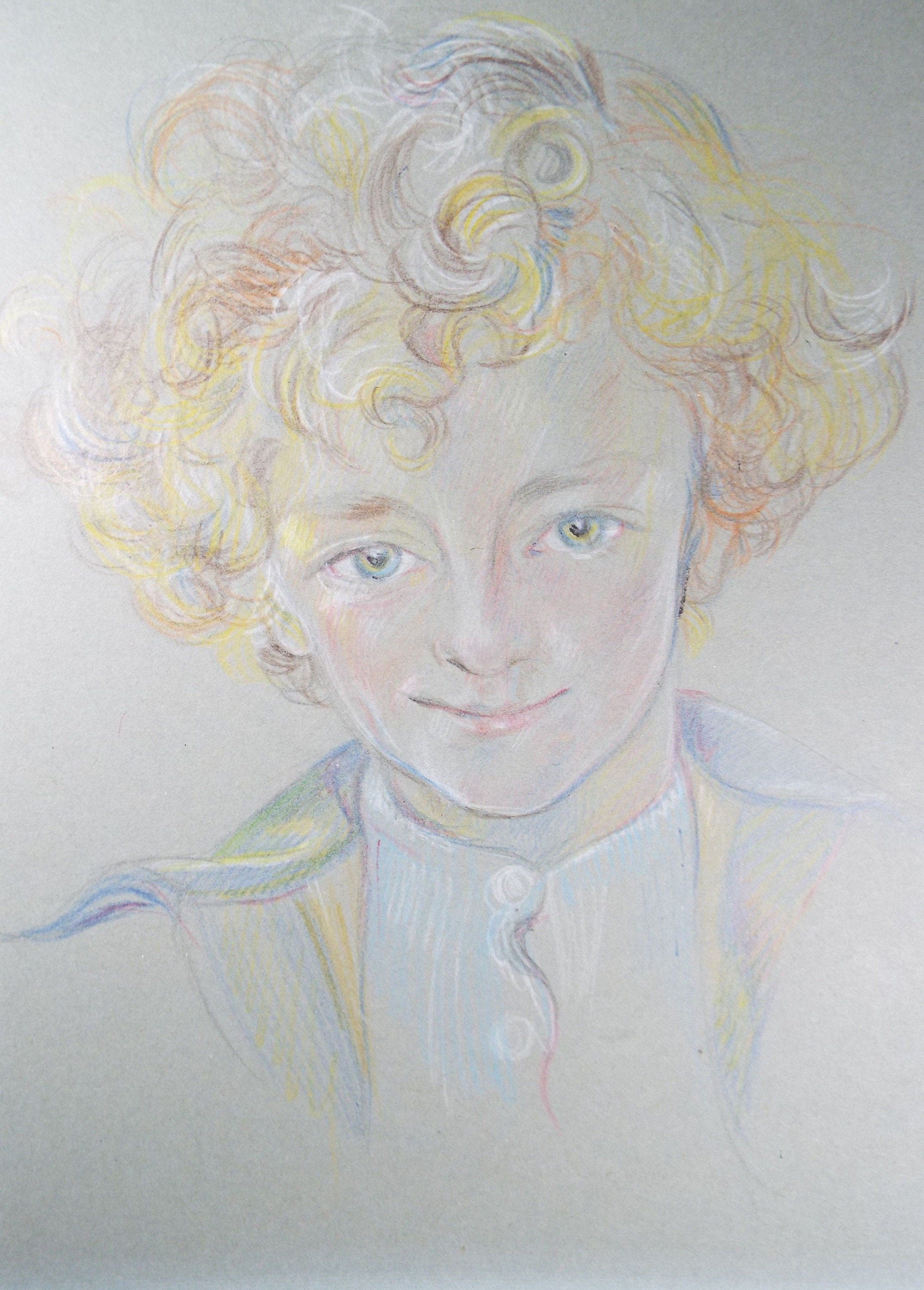 Original Pencil Drawing, 'Boy with Blonde Hair', c1950s, Athene Andrade, (1908-1973)