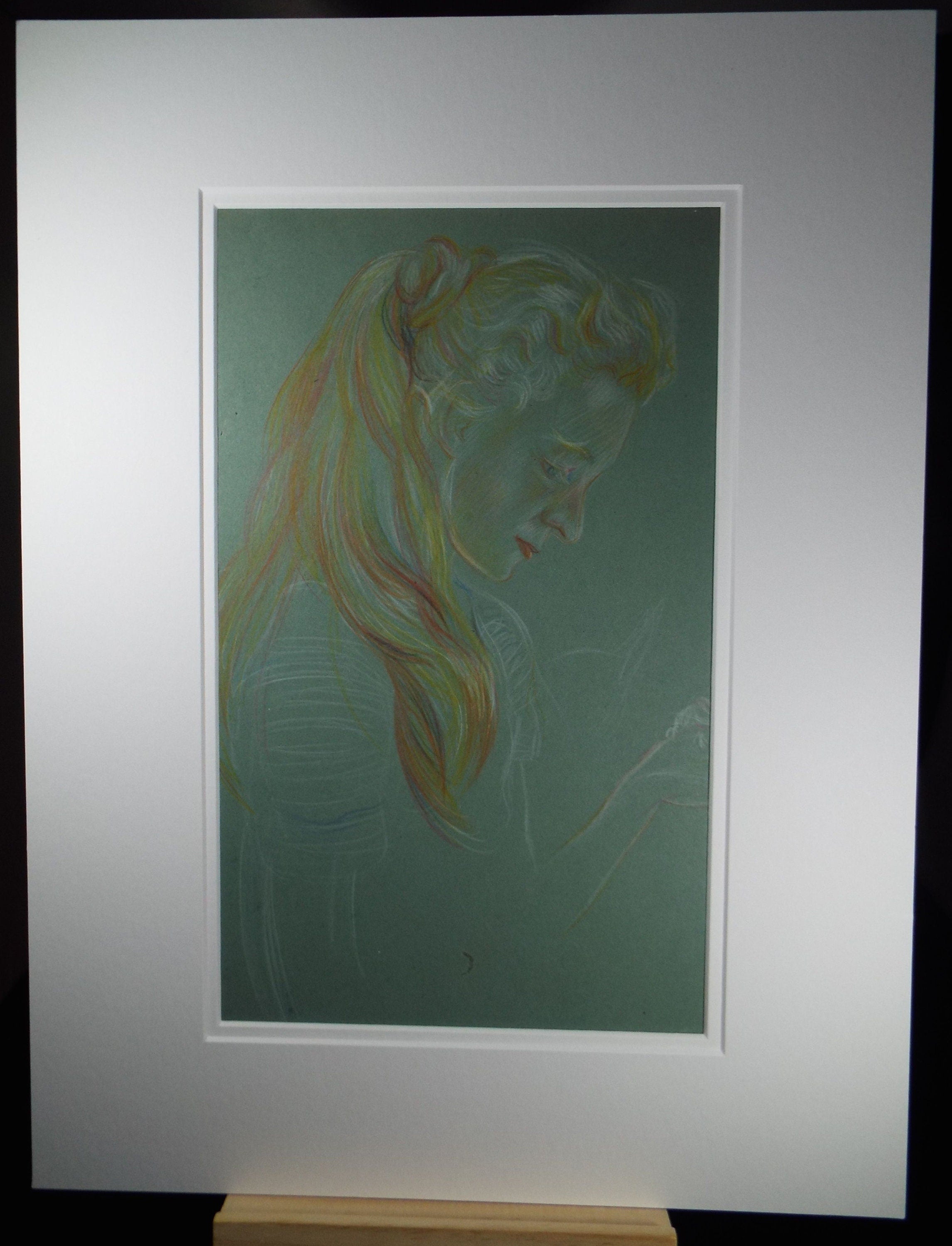 Original Pencil Drawing, 'Woman with Long Hair', c1950s, Athene Andrade, (1908-1973)