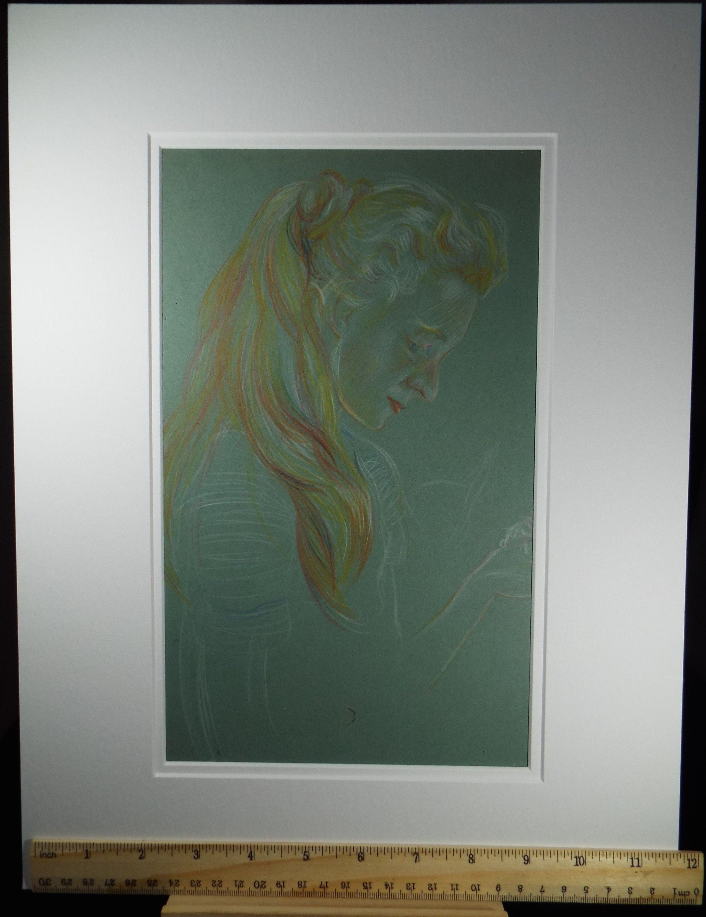 Original Pencil Drawing, 'Woman with Long Hair', c1950s, Athene Andrade, (1908-1973)