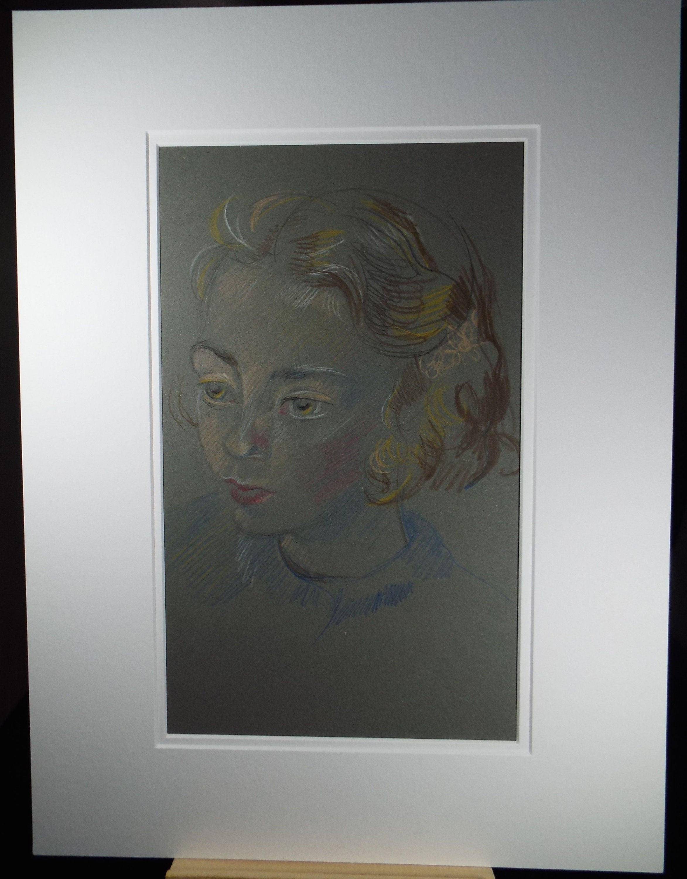 Original Pencil Drawing, 'Girl with Blonde Hair', c1950s, Athene Andrade, (1908-1973)