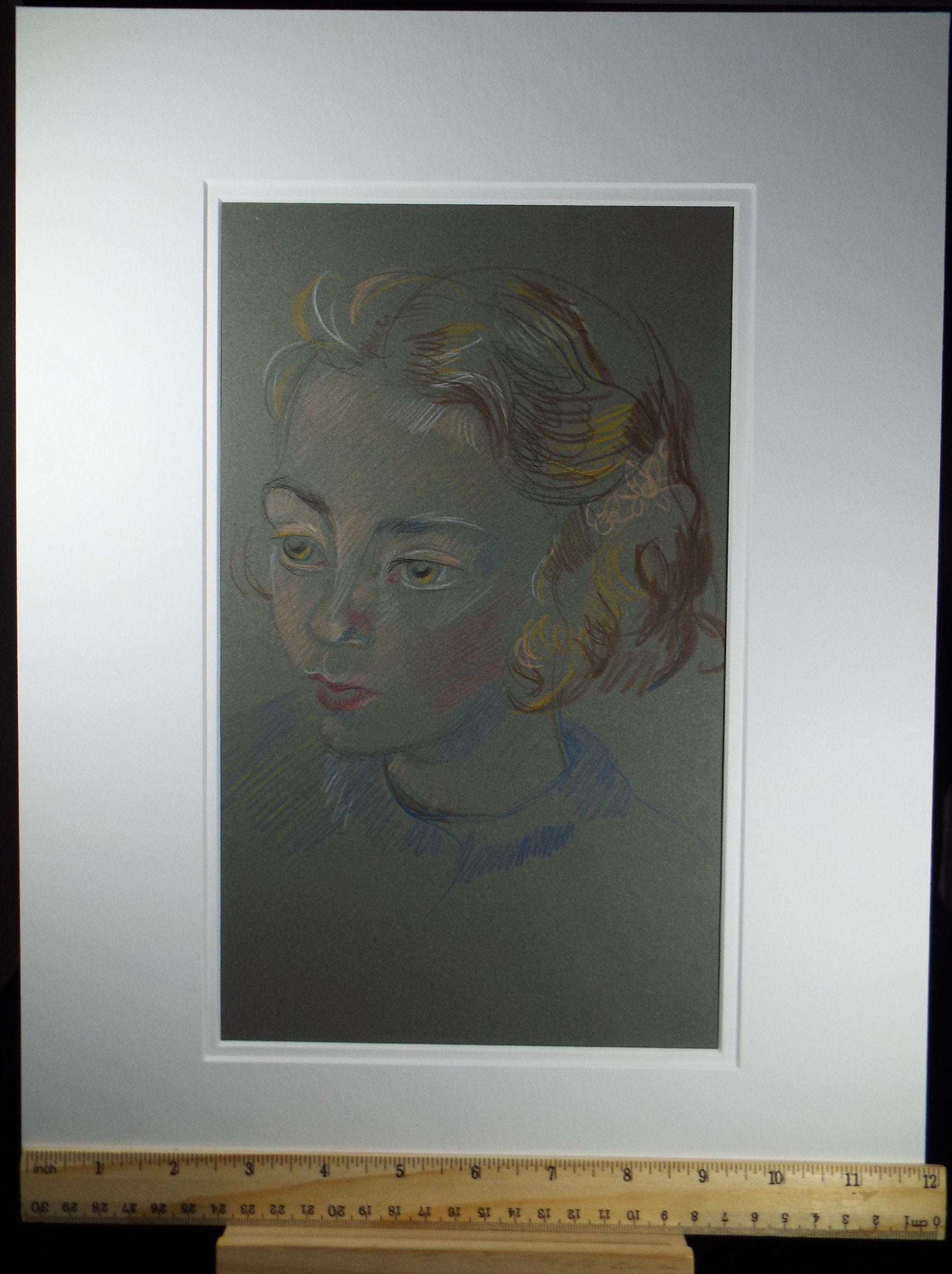 Original Pencil Drawing, 'Girl with Blonde Hair', c1950s, Athene Andrade, (1908-1973)