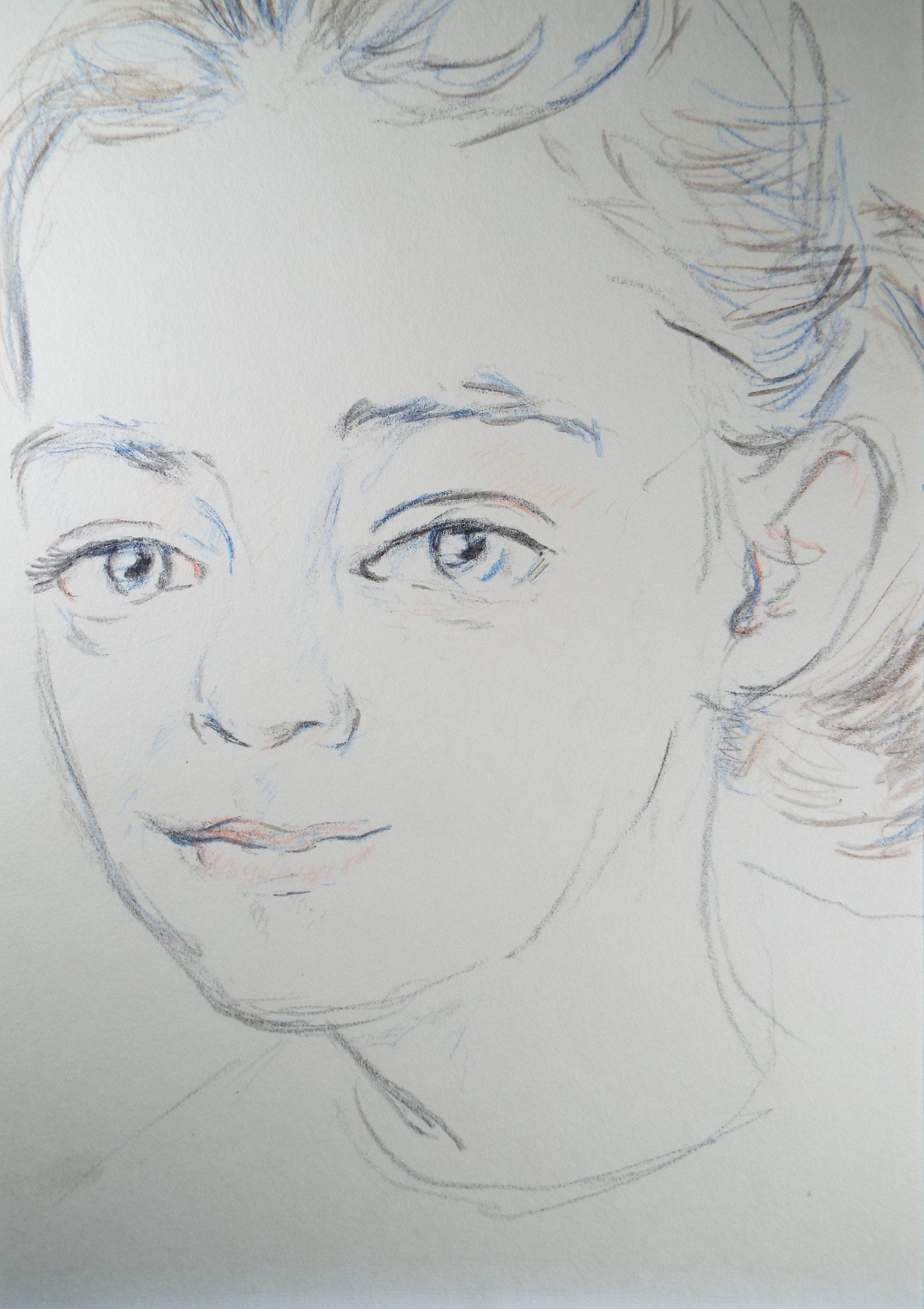 Original Pencil Drawing, 'Girl Facing Left', c1950s, Athene Andrade, (1908-1973)