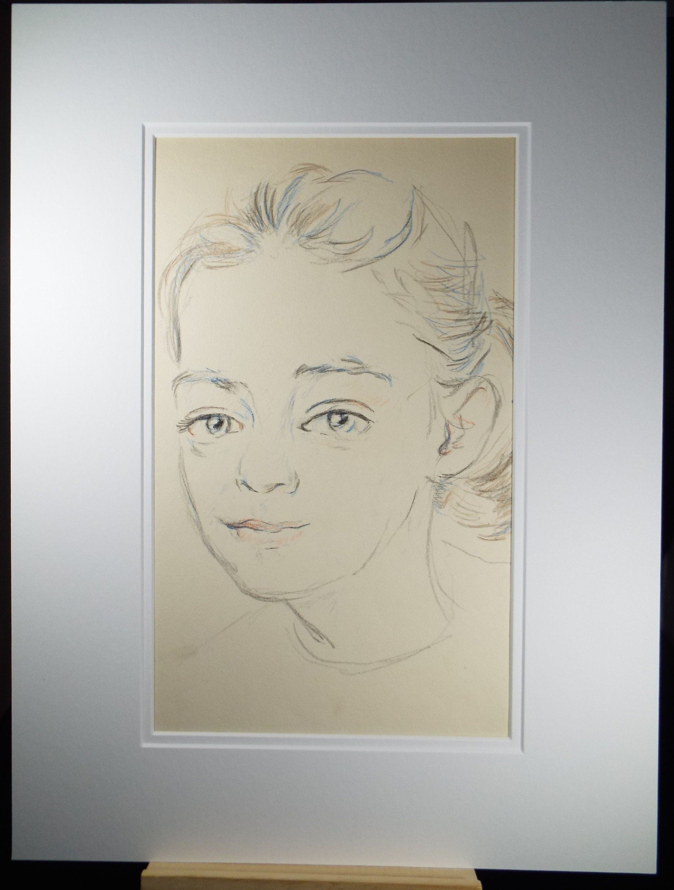 Original Pencil Drawing, 'Girl Facing Left', c1950s, Athene Andrade, (1908-1973)