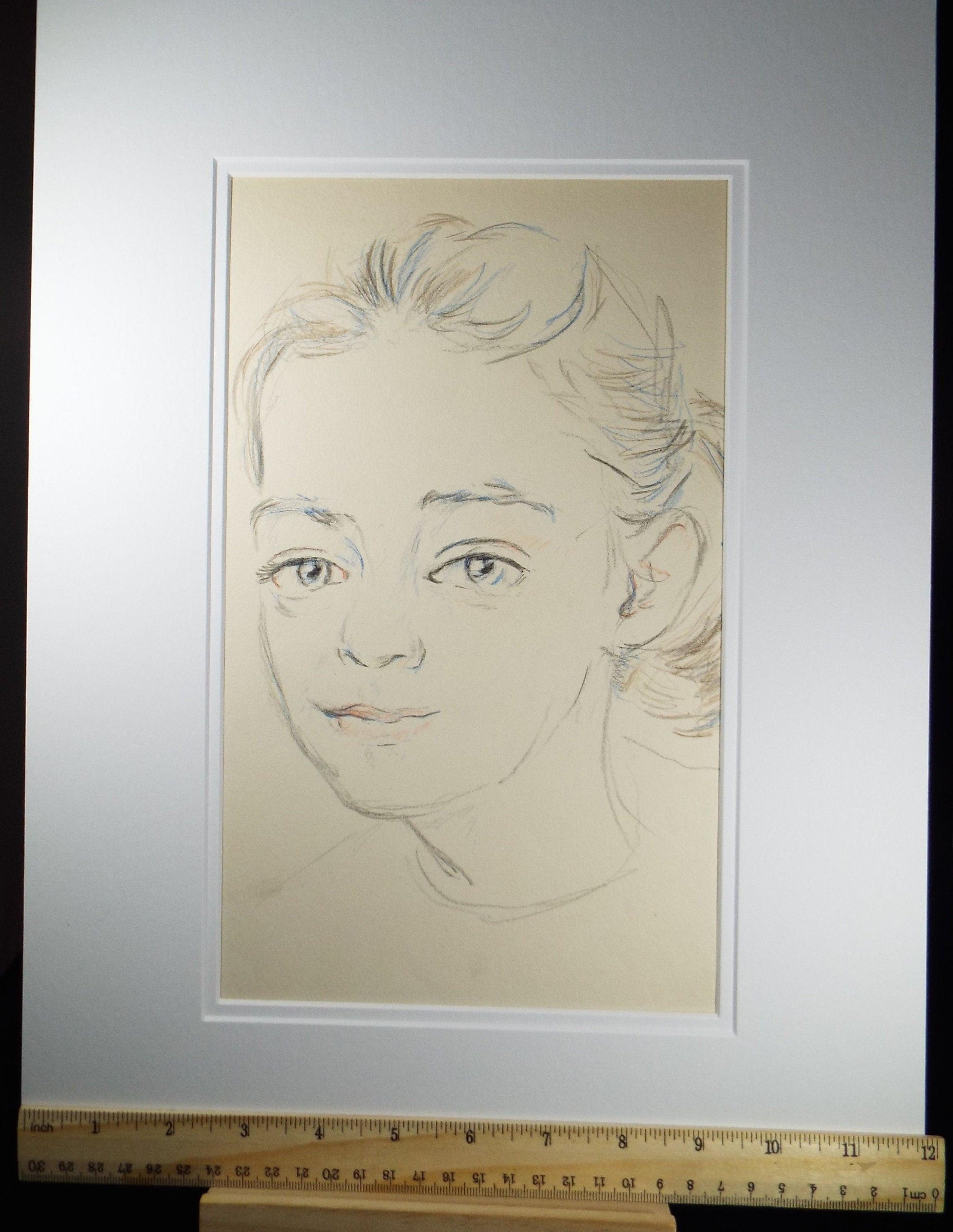 Original Pencil Drawing, 'Girl Facing Left', c1950s, Athene Andrade, (1908-1973)