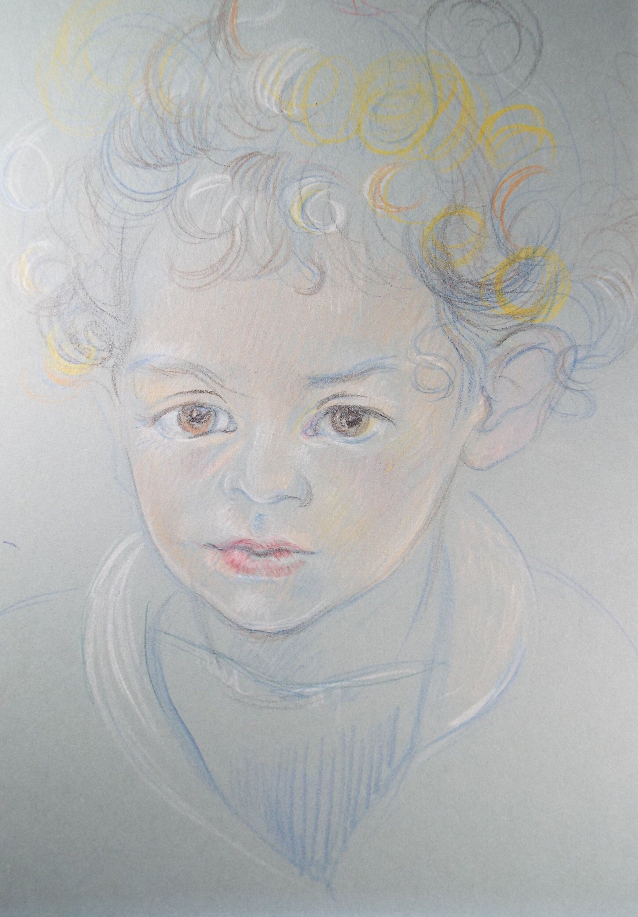 Original Pencil Drawing,'Boy with Brown Eyes', c1950s, Athene Andrade, (1908-1973)