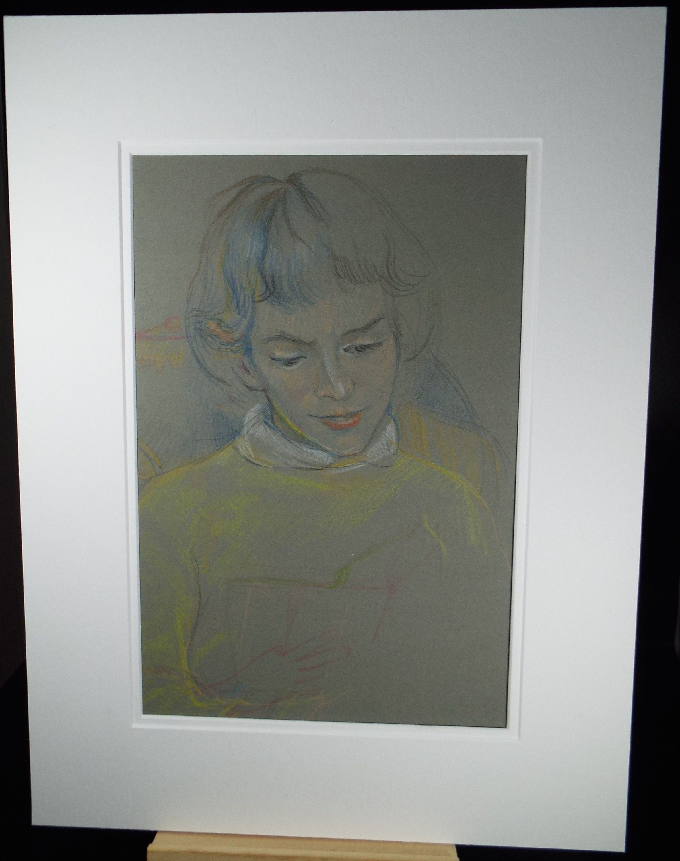 Original Pencil Drawing, 'Woman Reading', c1950s, Athene Andrade, (1908-1973)