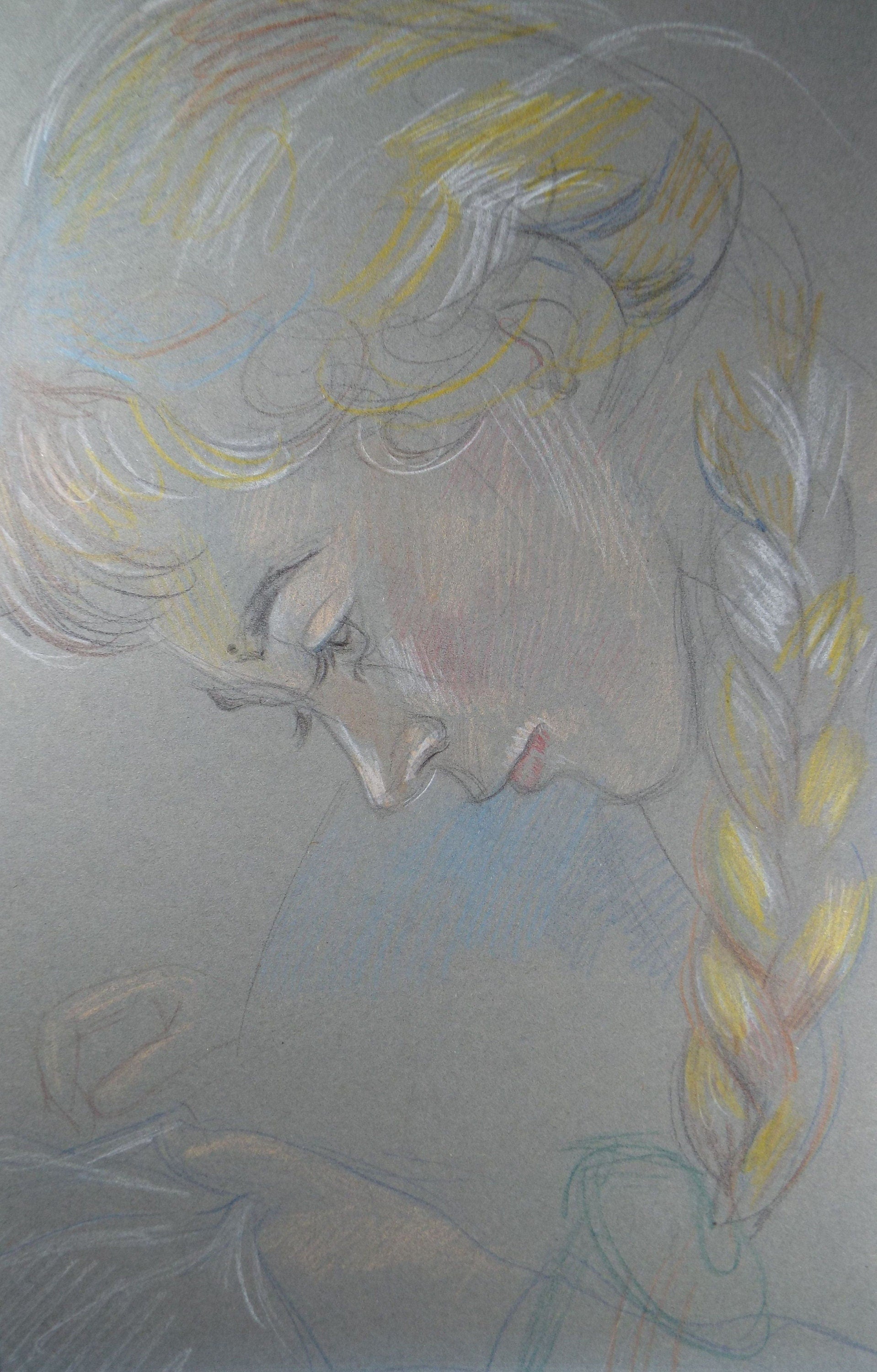 Original Pencil Drawing, 'Woman Reading', c1950s, Athene Andrade, (1908-1973)