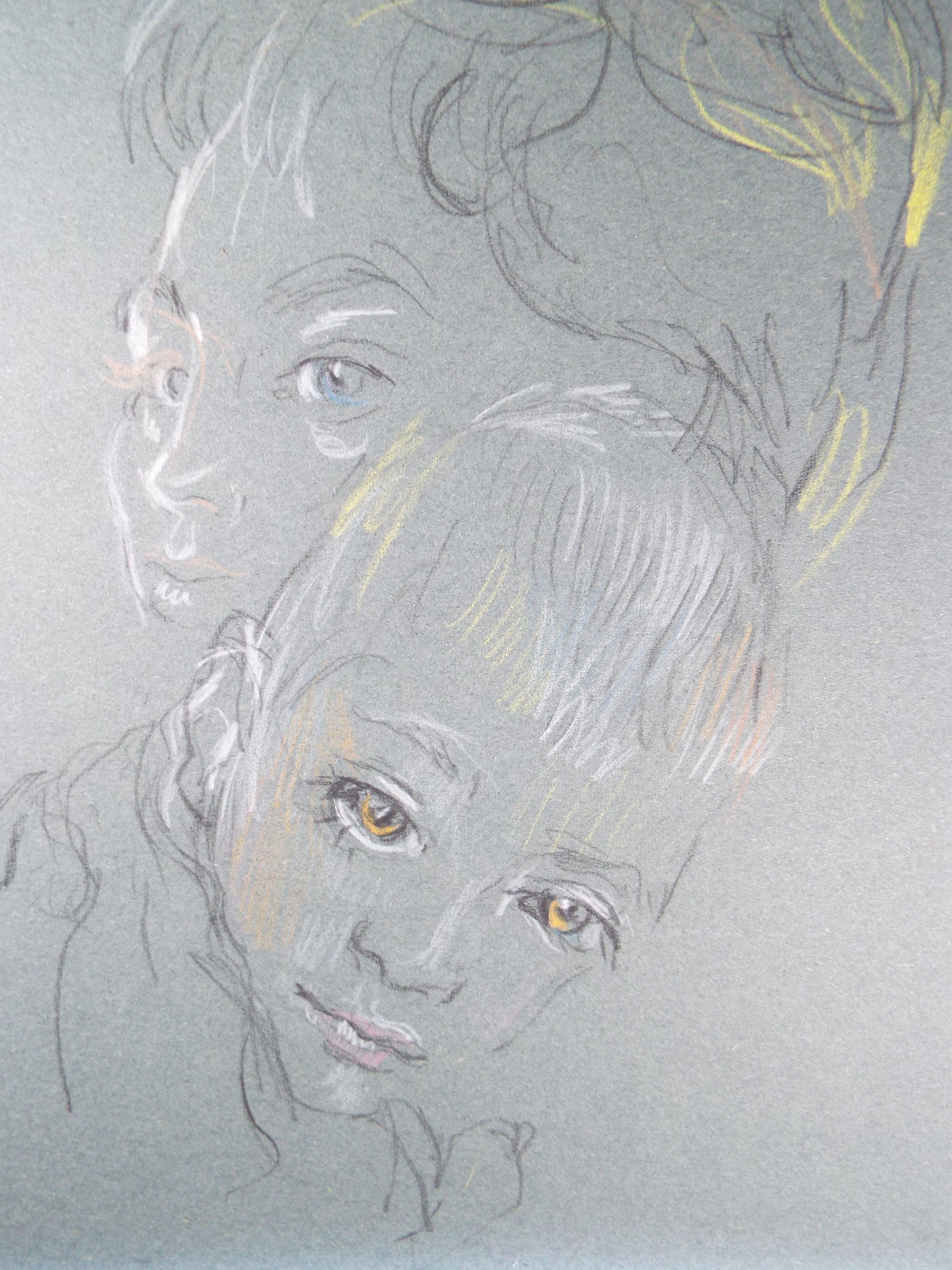 Original Pencil Drawing, 'A Mother's Love', c1950s, Athene Andrade, (1908-1973)