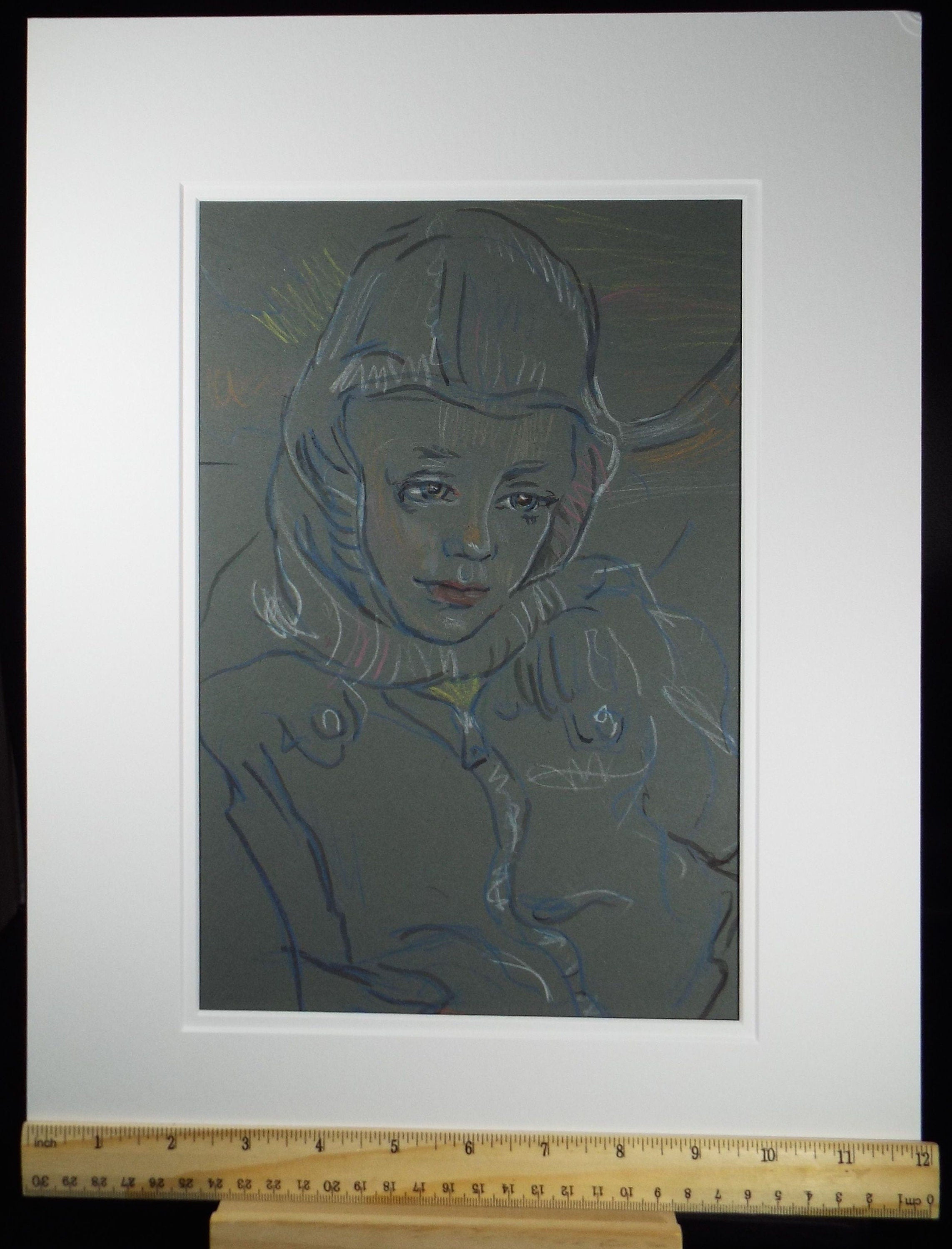 Original Pencil Drawing, 'Girl in a Hood', c1950s, Athene Andrade, (1908-1973)