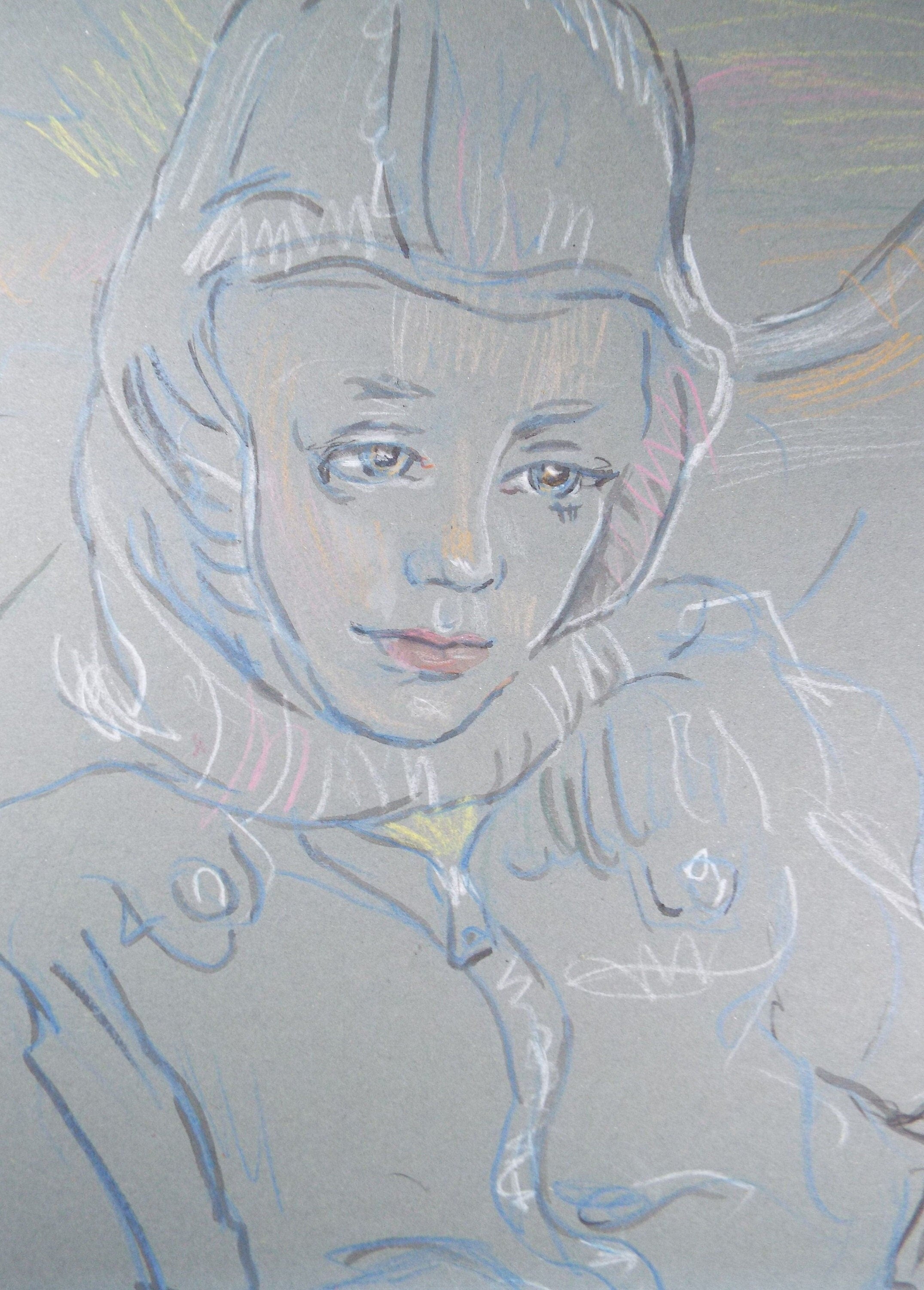 Original Pencil Drawing, 'Girl in a Hood', c1950s, Athene Andrade, (1908-1973)