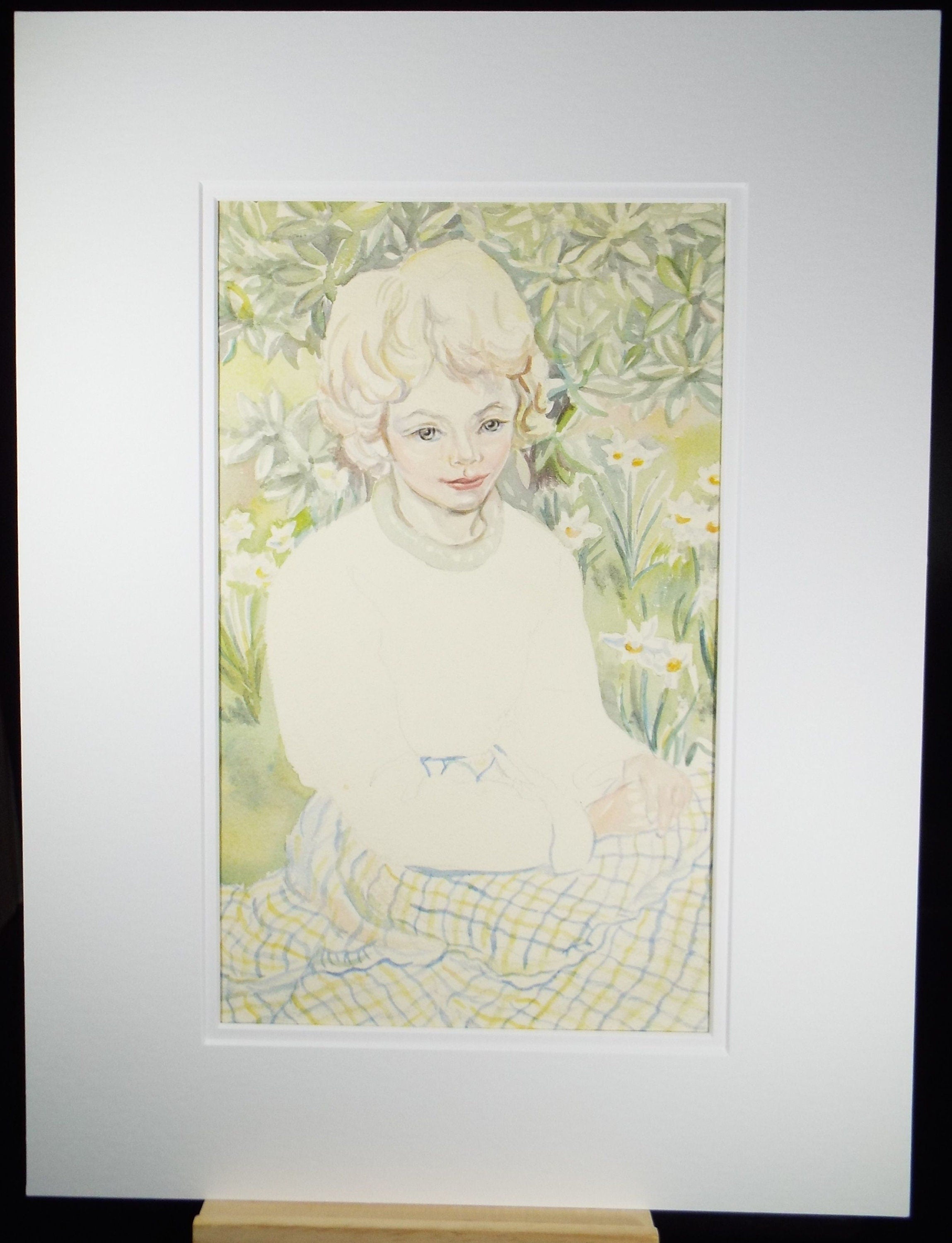 Original Watercolour, 'Seated Girl', c1950s, Athene Andrade, (1908-1973)