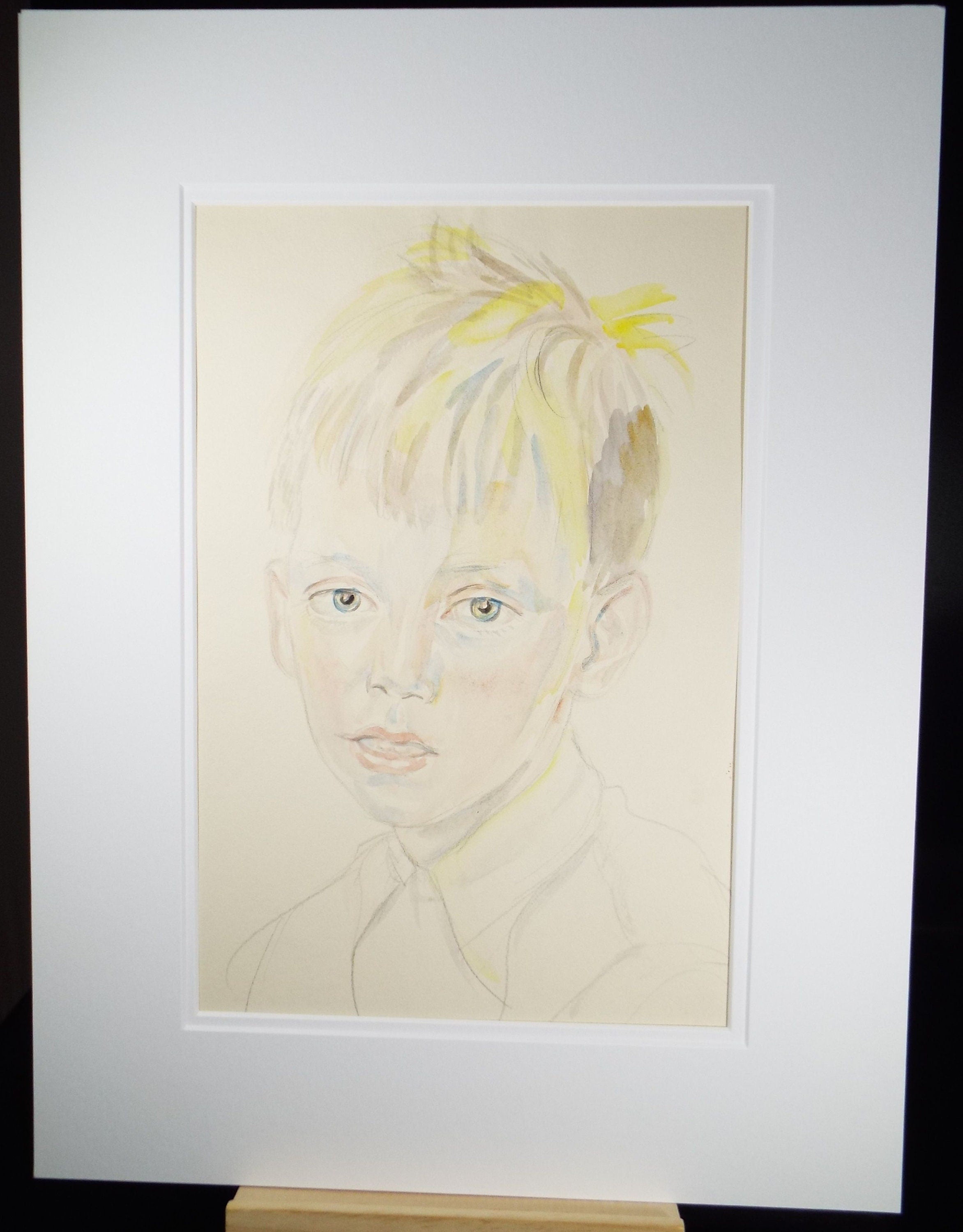 Original Watercolour, 'Boy with Blonde Hair', c1950s, Athene Andrade, (1908-1973)