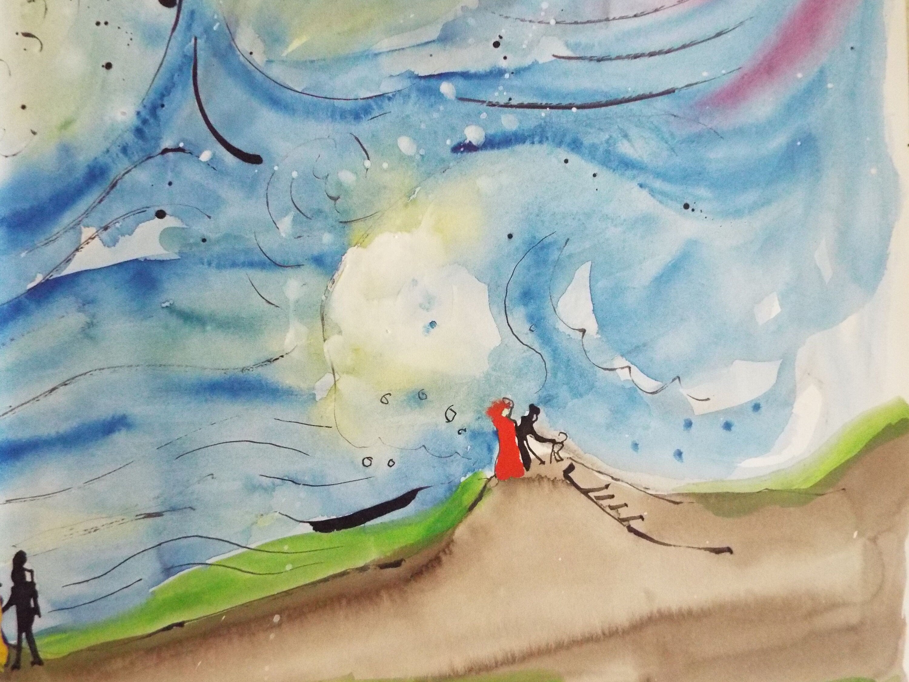 Original Watercolour & India Ink , 'Great Waves' - from the Great Flood series of 100 paintings, 1980's, Sven Berlin (1911-1999)