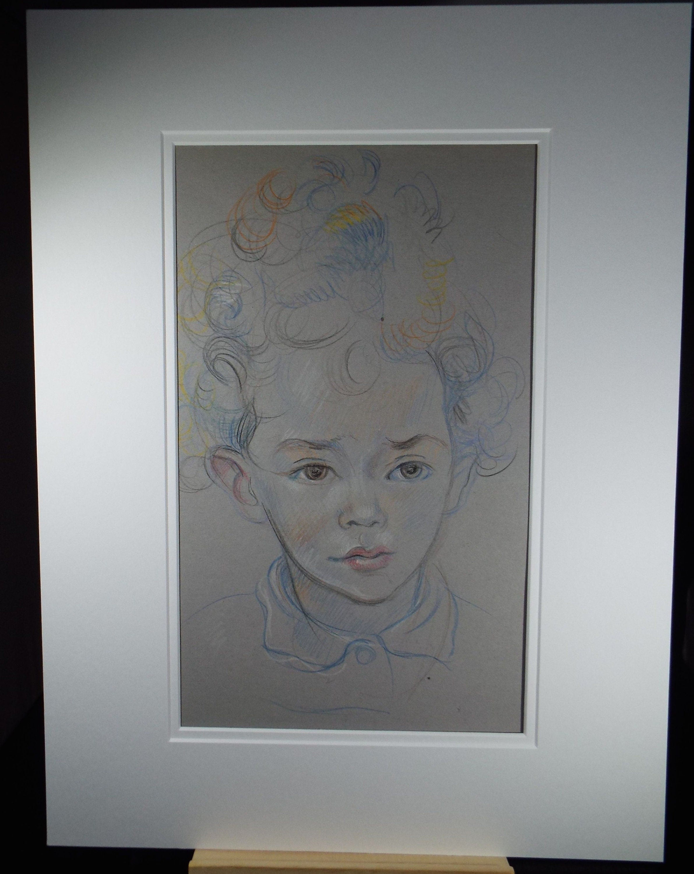 Original Pencil Drawing, 'Boy with Extravagant Hair', c1950s, Athene Andrade, (1908-1973)