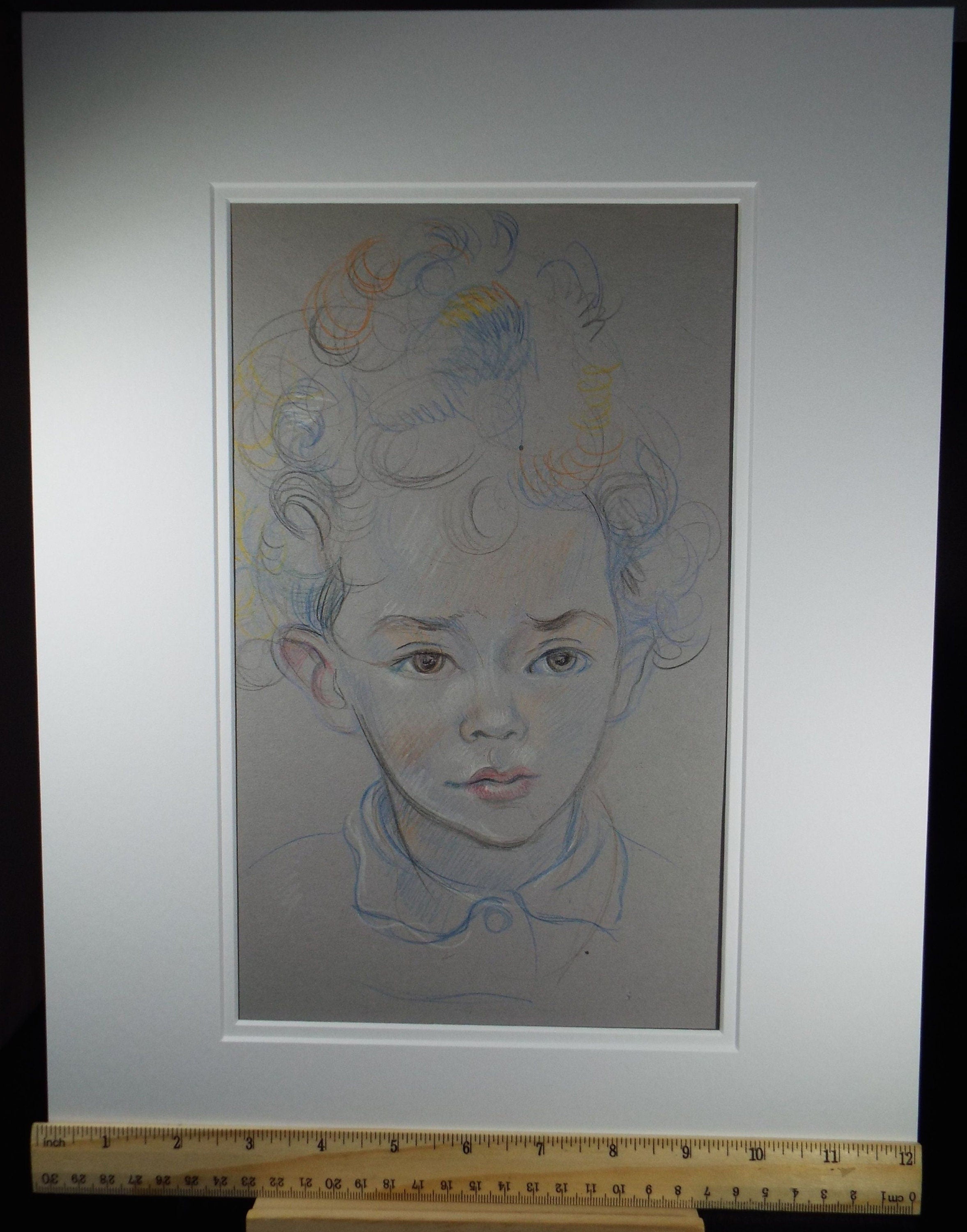 Original Pencil Drawing, 'Boy with Extravagant Hair', c1950s, Athene Andrade, (1908-1973)
