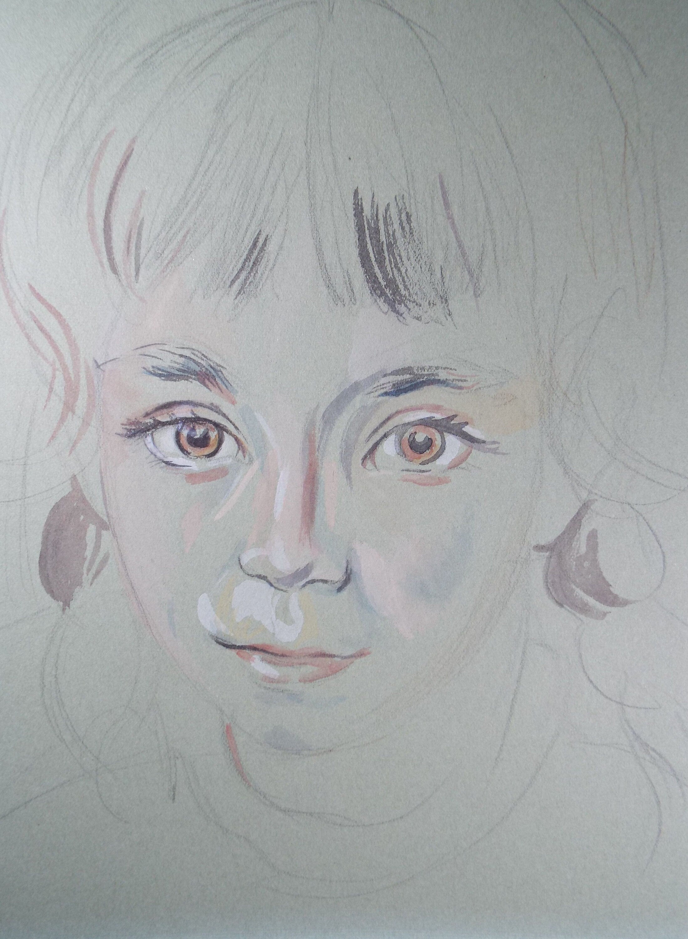 Original Pencil Drawing, 'Girl with Brown Eyes', c1950s, Athene Andrade (1908-1973)