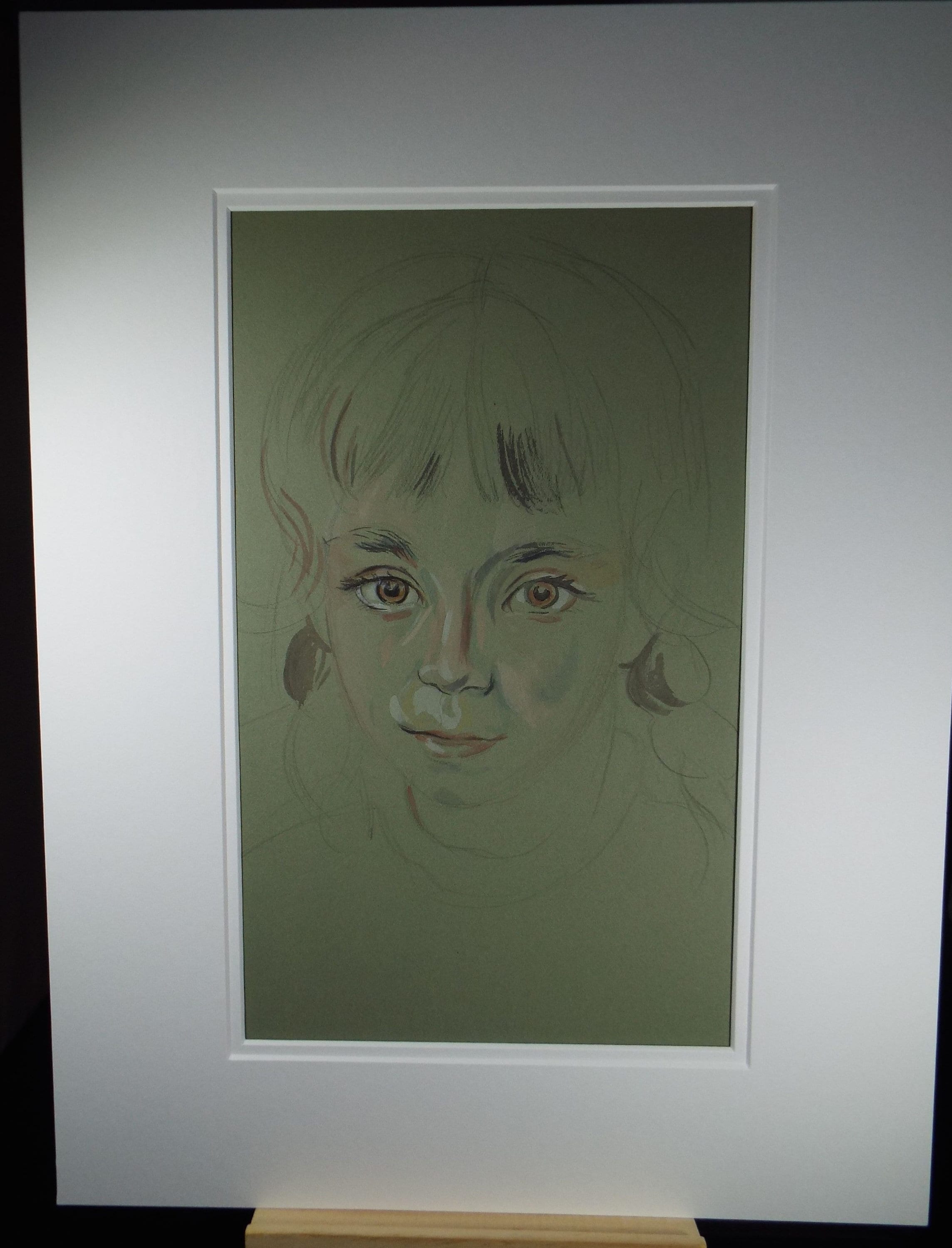 Original Pencil Drawing, 'Girl with Brown Eyes', c1950s, Athene Andrade (1908-1973)