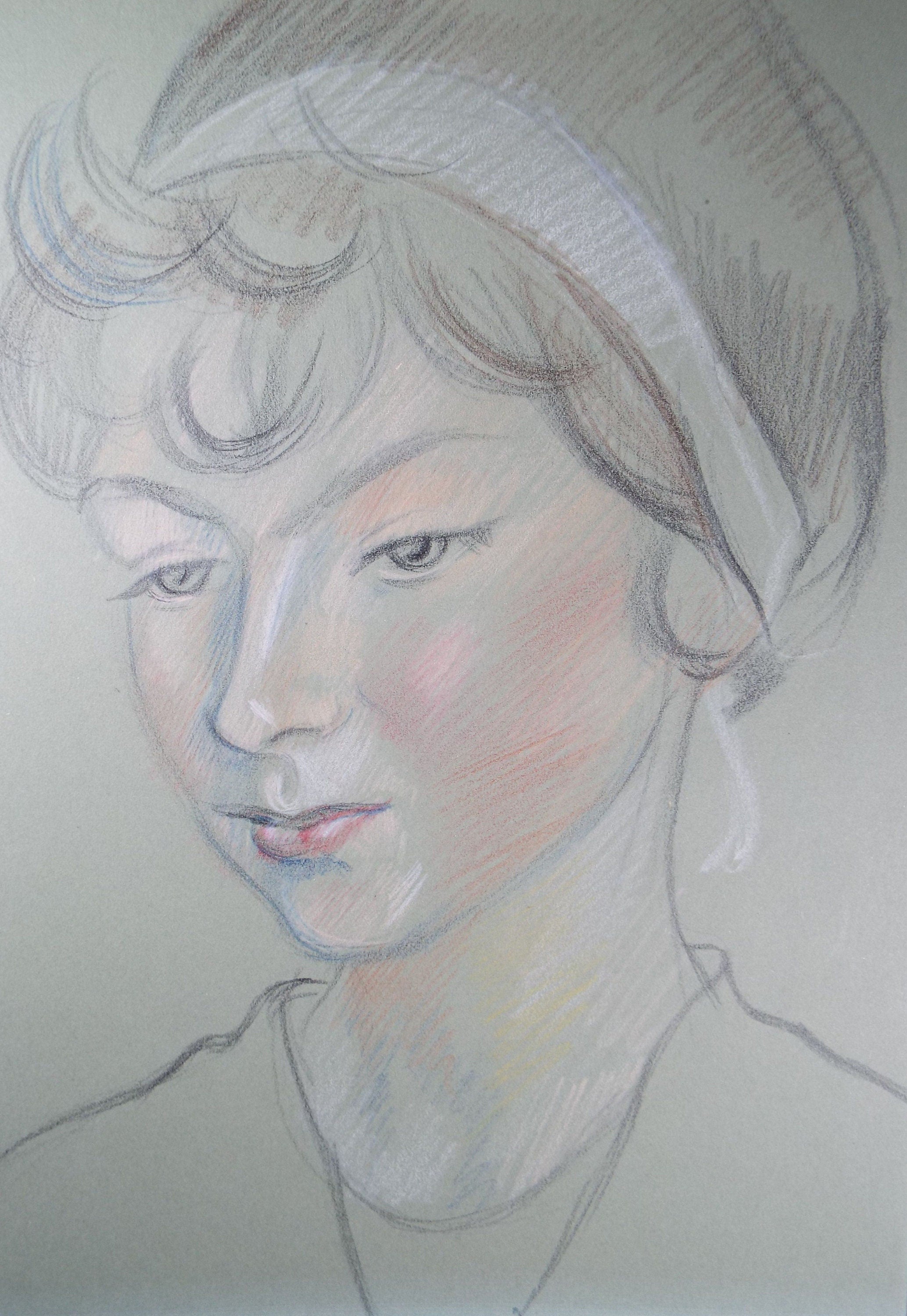 Original Pencil Drawing, 'Pensive Woman', c1950s, Athene Andrade, (1908-1973)
