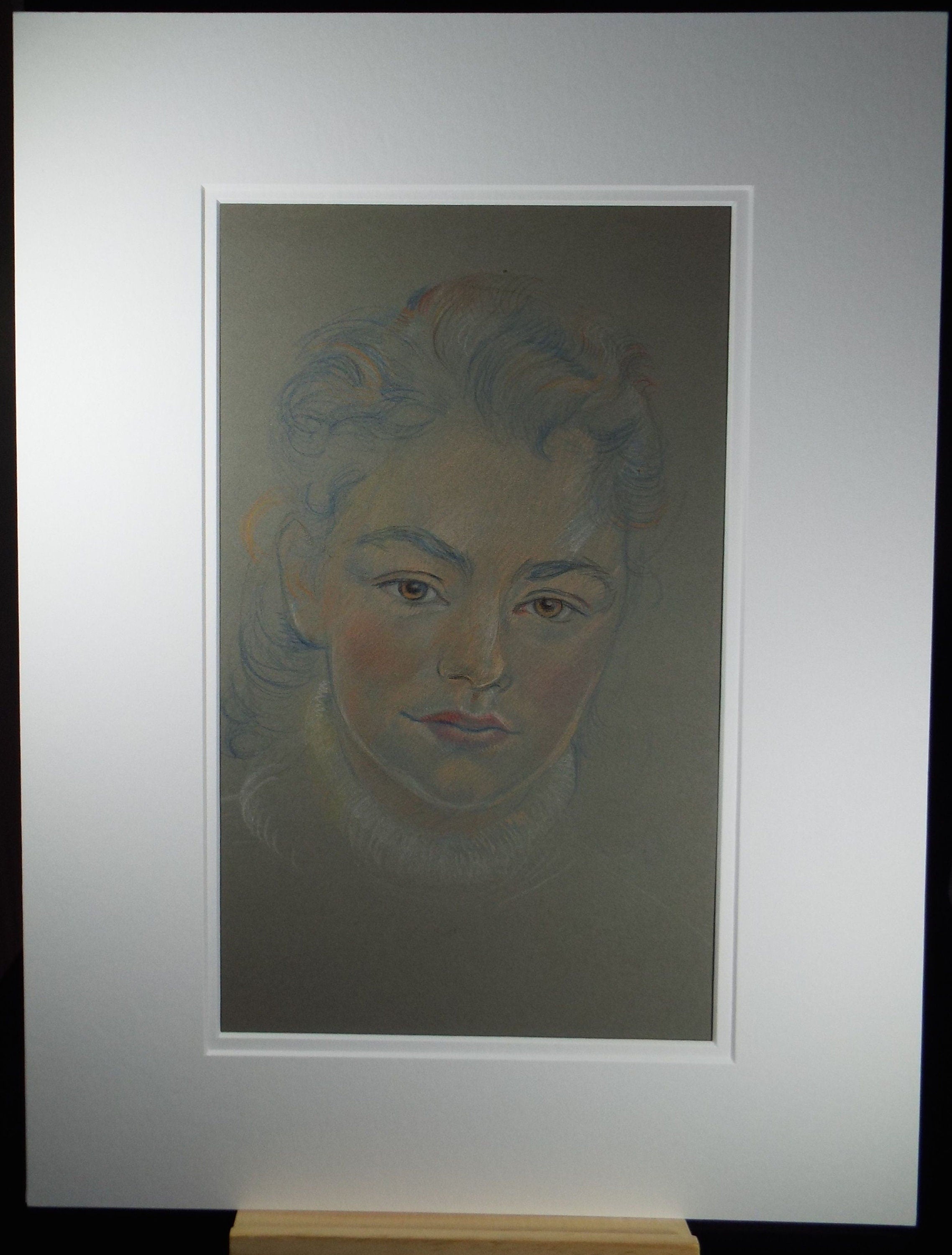 Original Pencil Drawing, 'Girl in a Turtle Neck', c1950s, Athene Andrade, (1908-1973)