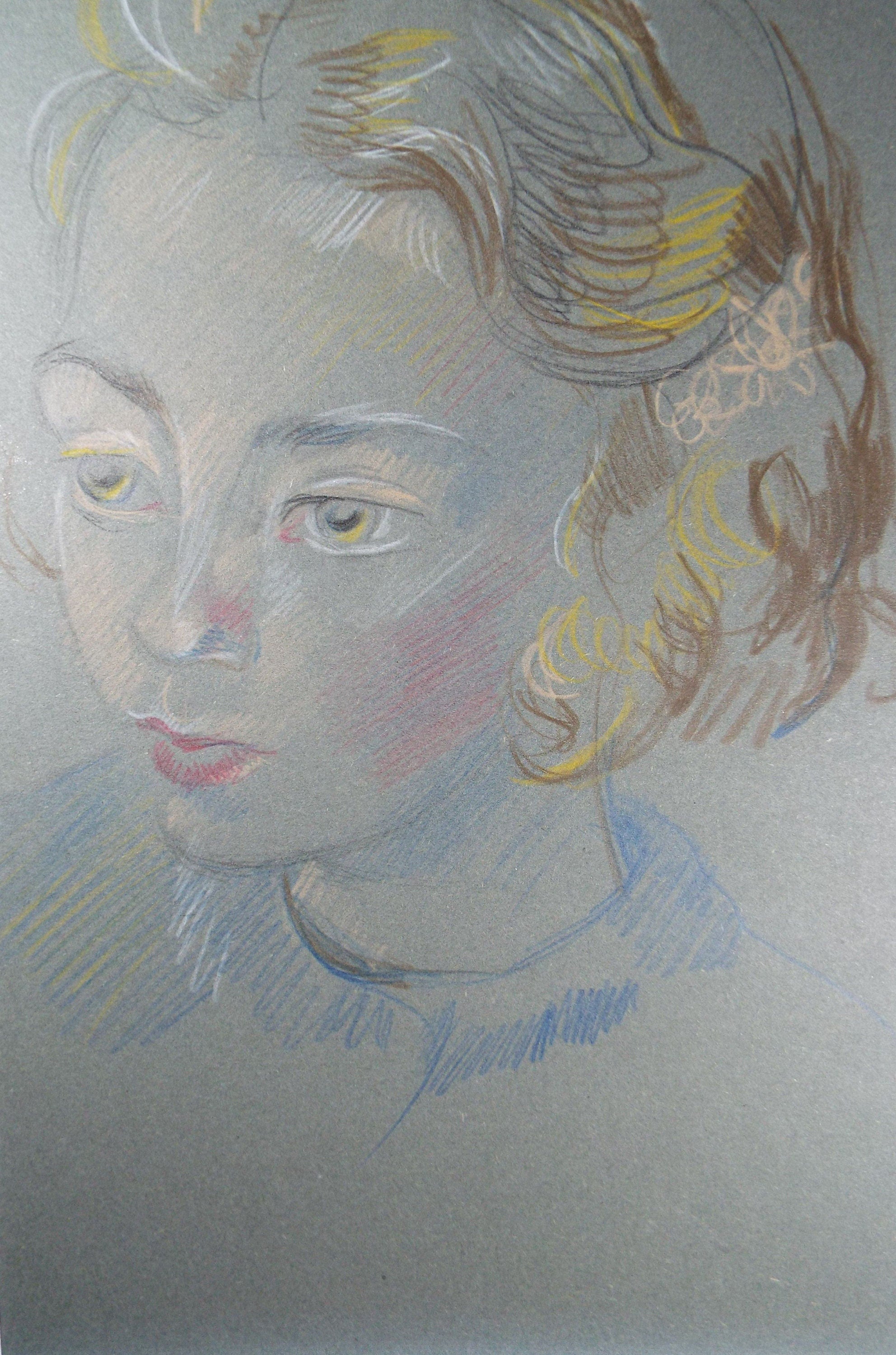 Original Pencil Drawing, 'Girl with Blonde Hair', c1950s, Athene Andrade, (1908-1973)