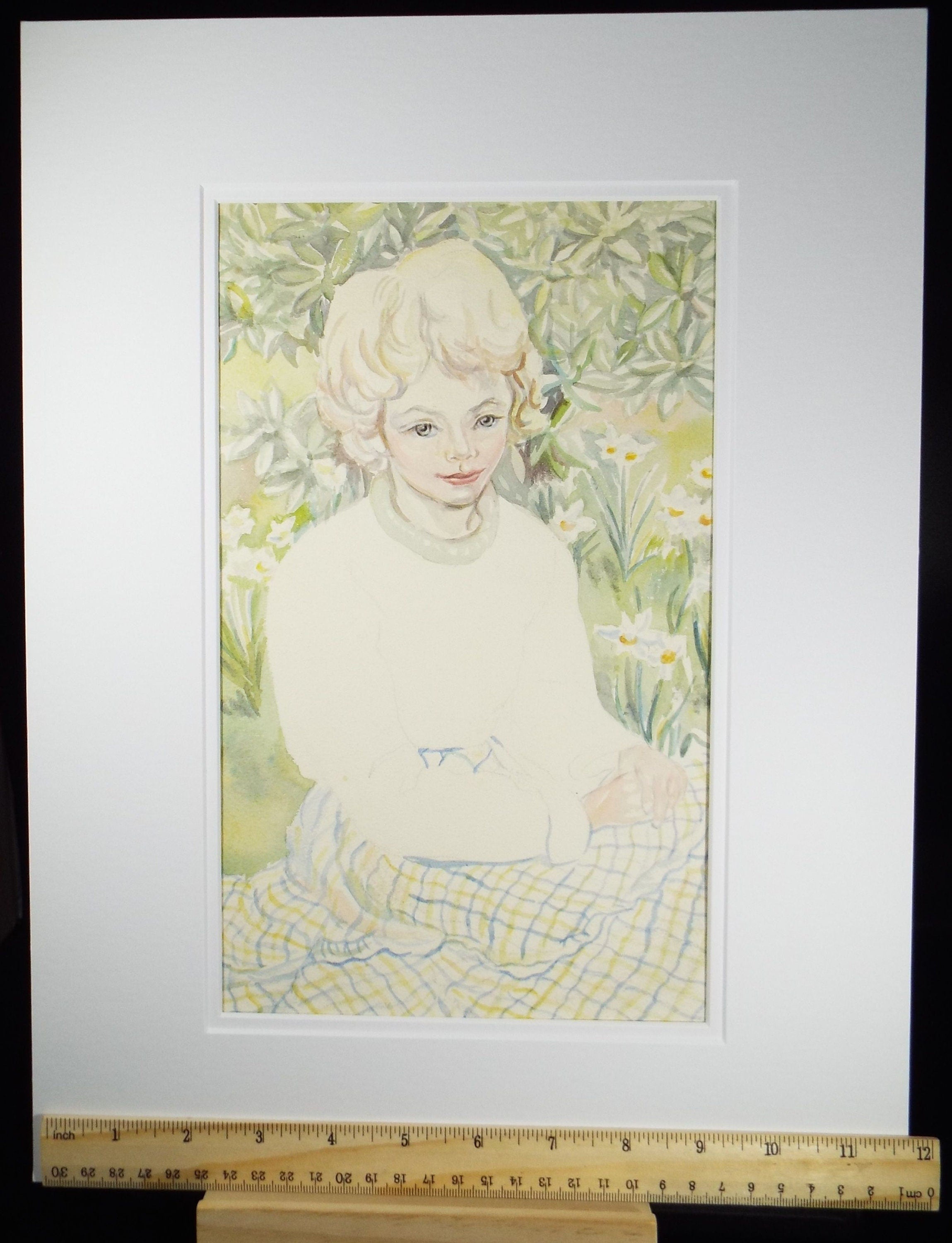 Original Watercolour, 'Seated Girl', c1950s, Athene Andrade, (1908-1973)