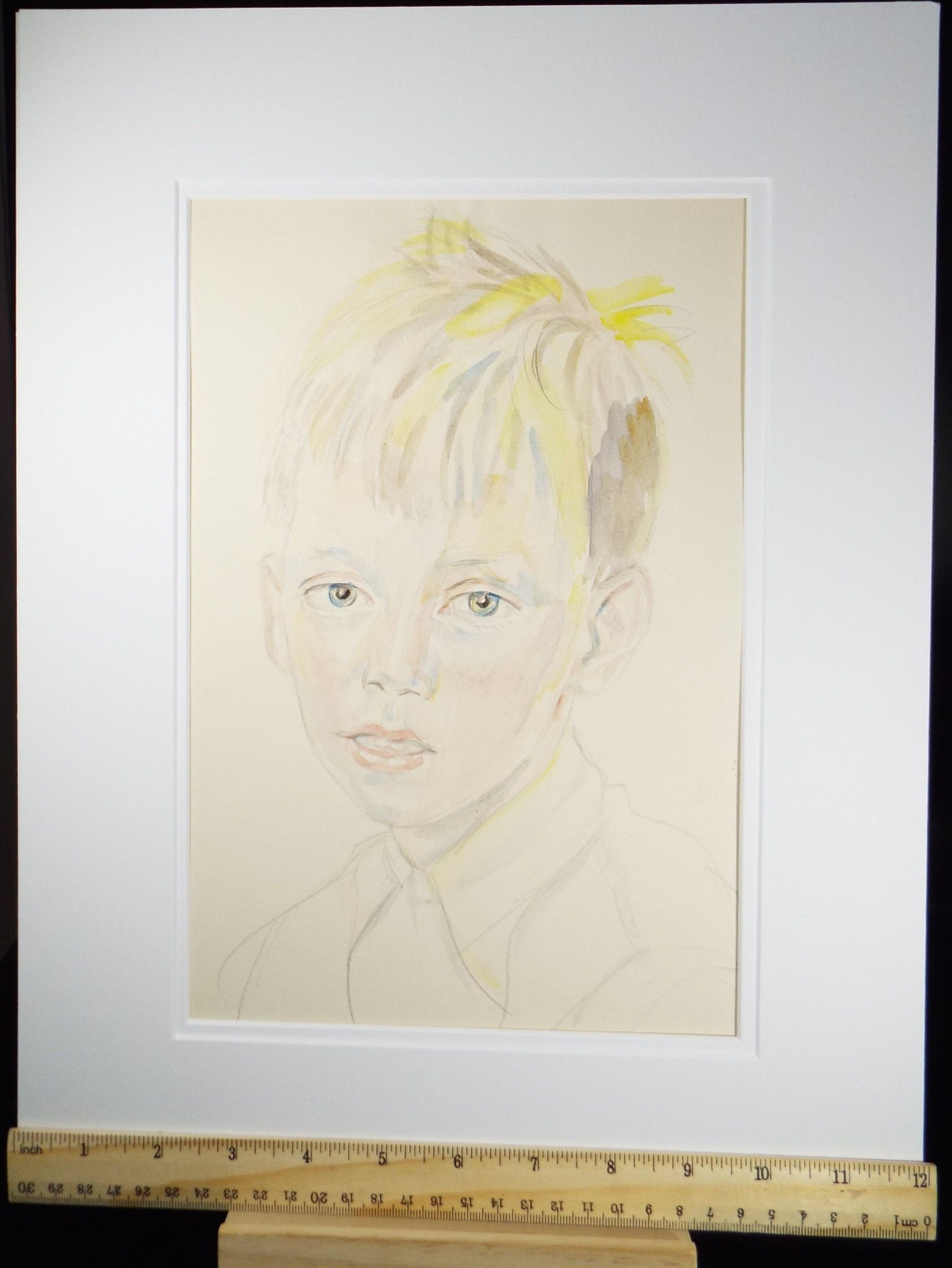 Original Watercolour, 'Boy with Blonde Hair', c1950s, Athene Andrade, (1908-1973)