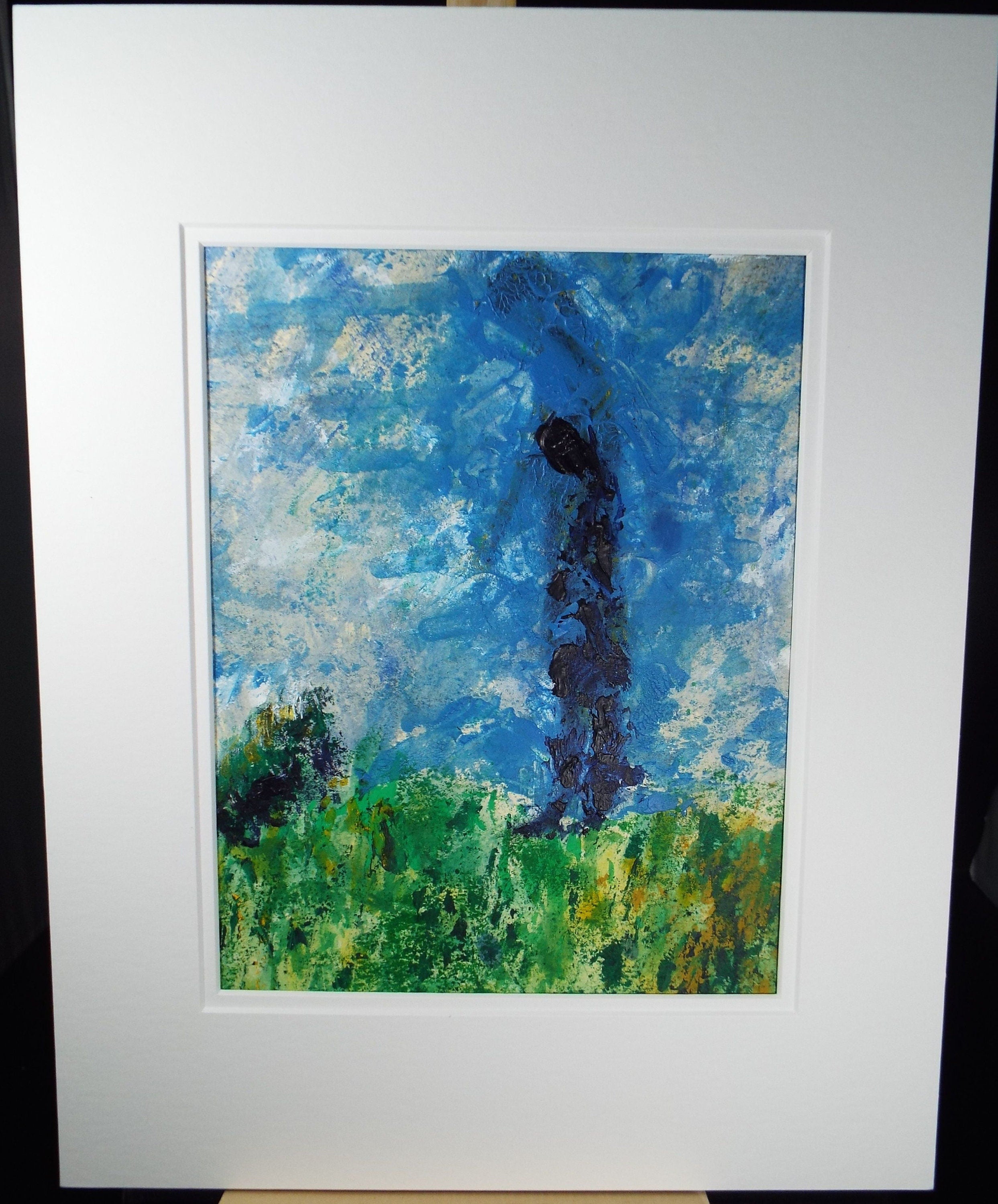 Original Watercolour & Gouache, 'Figure in Blue', 1990s, Reginald Flint (20th Century)