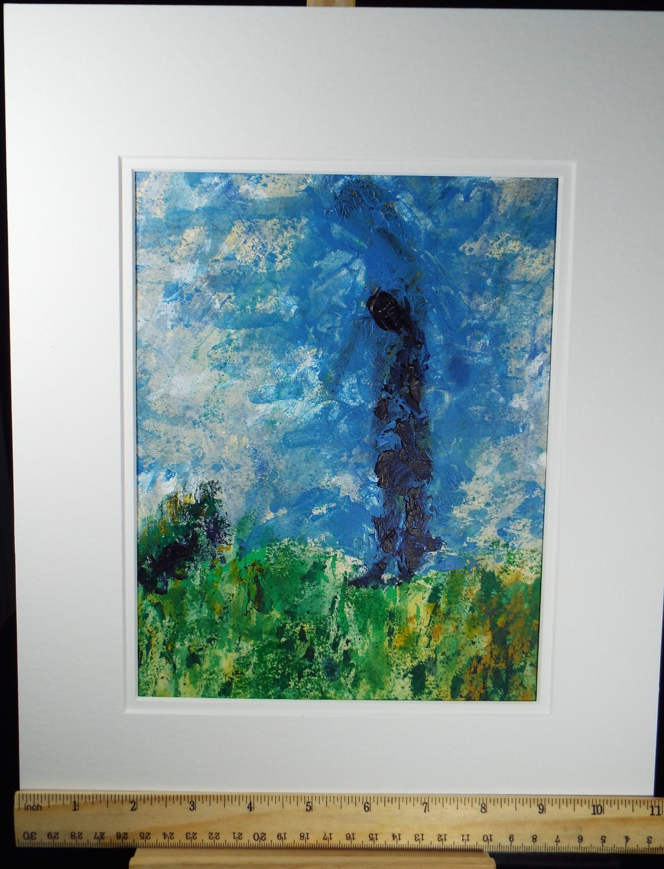 Original Watercolour & Gouache, 'Figure in Blue', 1990s, Reginald Flint (20th Century)