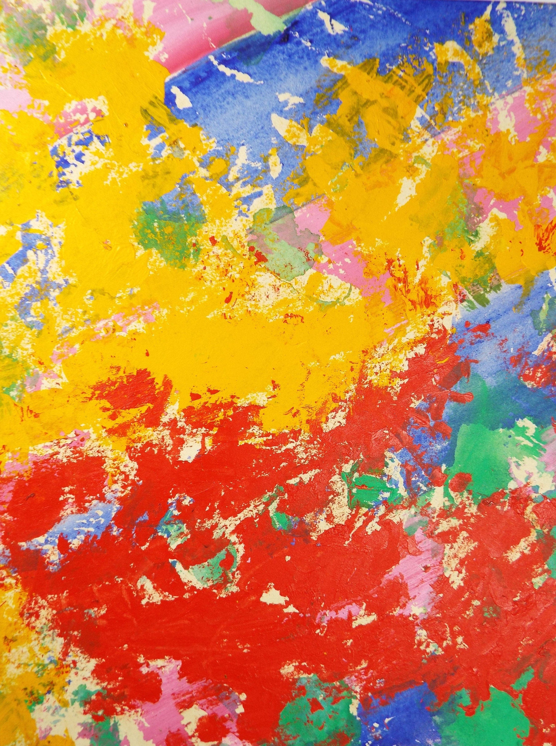 Original Watercolour & Gouache, 'Abstract in Red and Yellow', 1990s, Reginald Flint (20th Century)