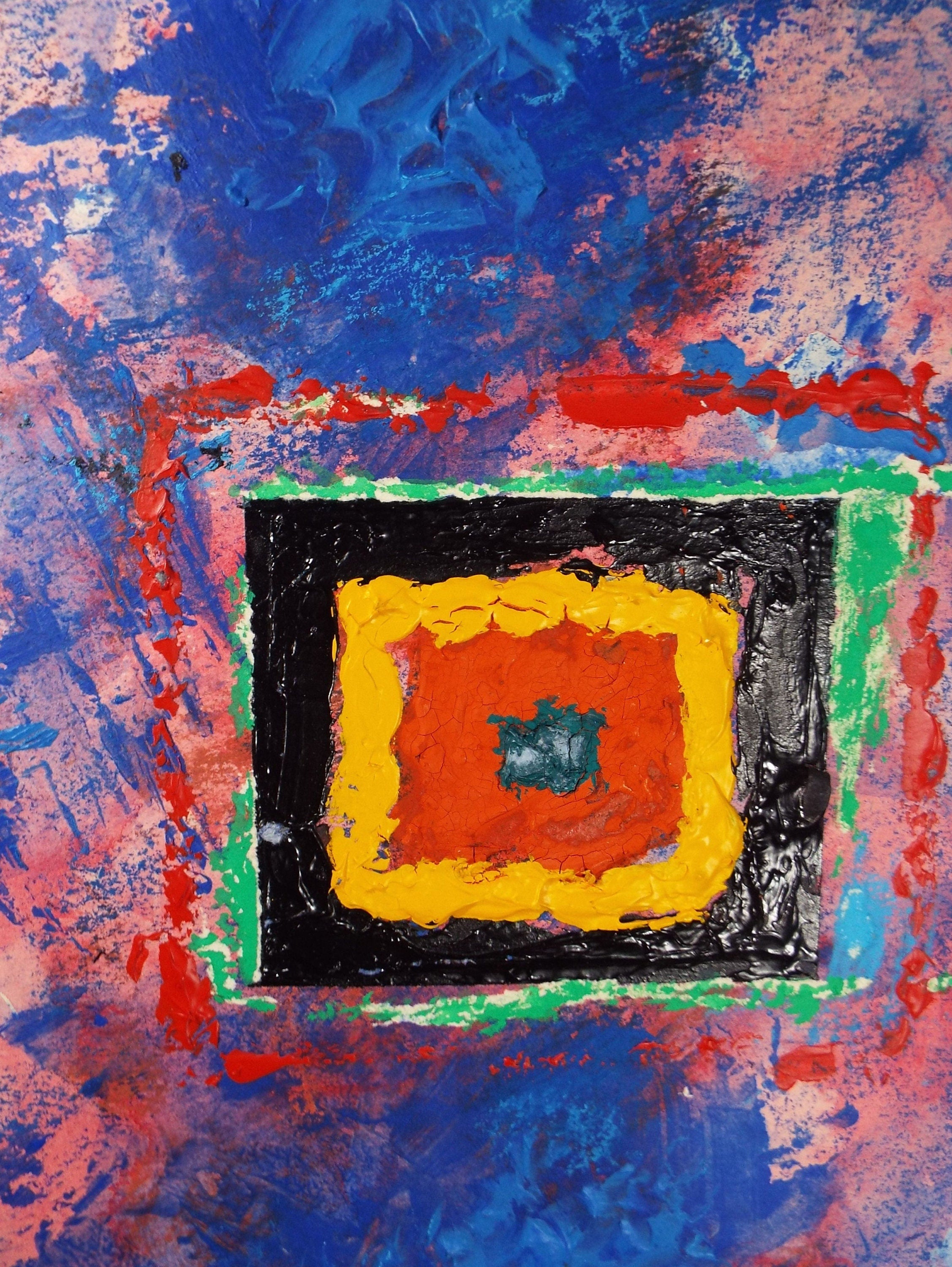 Original Watercolour & Gouache, 'Square Abstract Form', 1990s, Reginald Flint (20th Century)