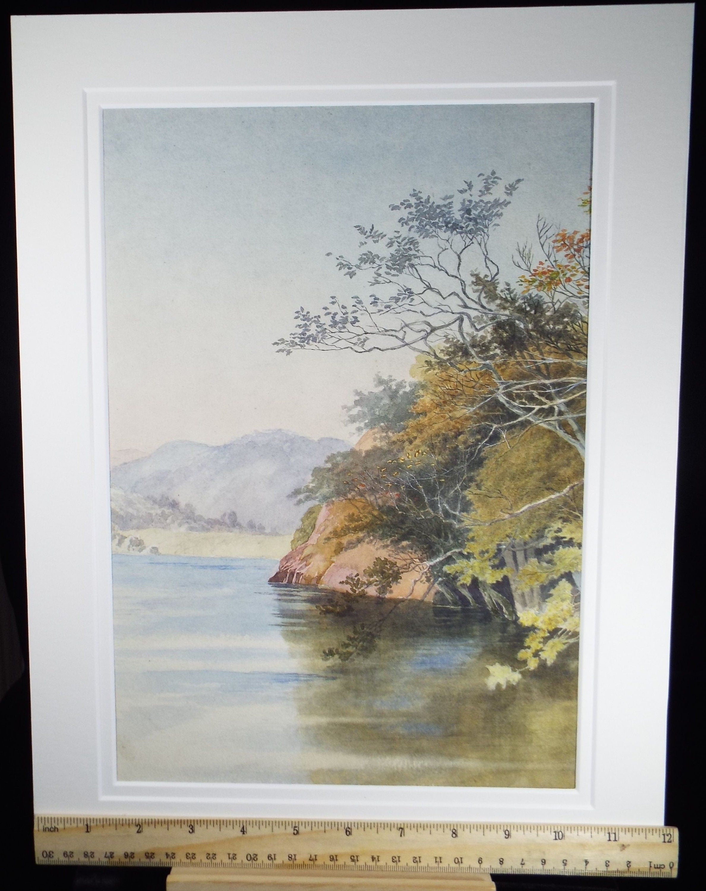 Original Watercolour, 'River with Distant Mountains', early 20th Century, Artist Unknown