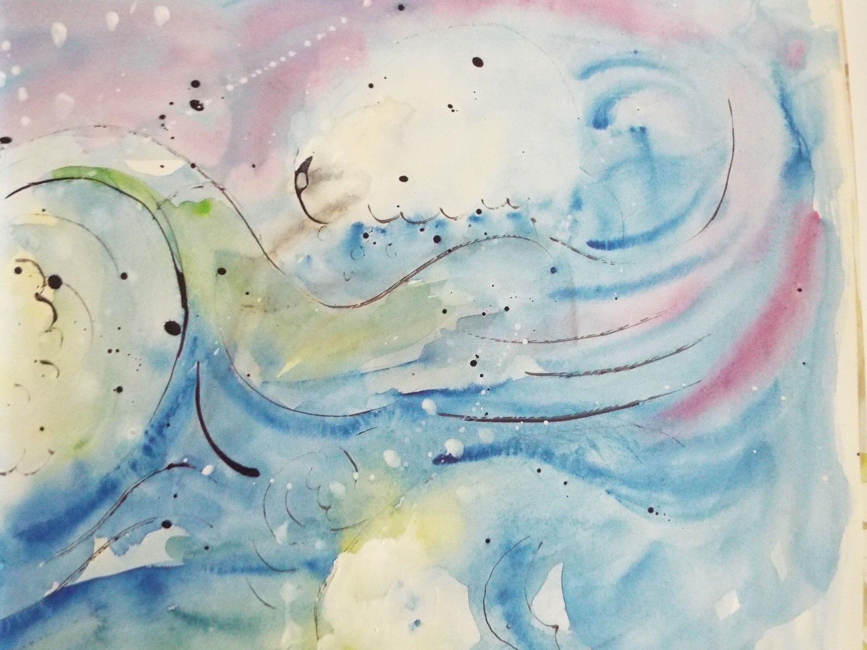 Original Watercolour & India Ink , 'Great Waves' - from the Great Flood series of 100 paintings, 1980's, Sven Berlin (1911-1999)