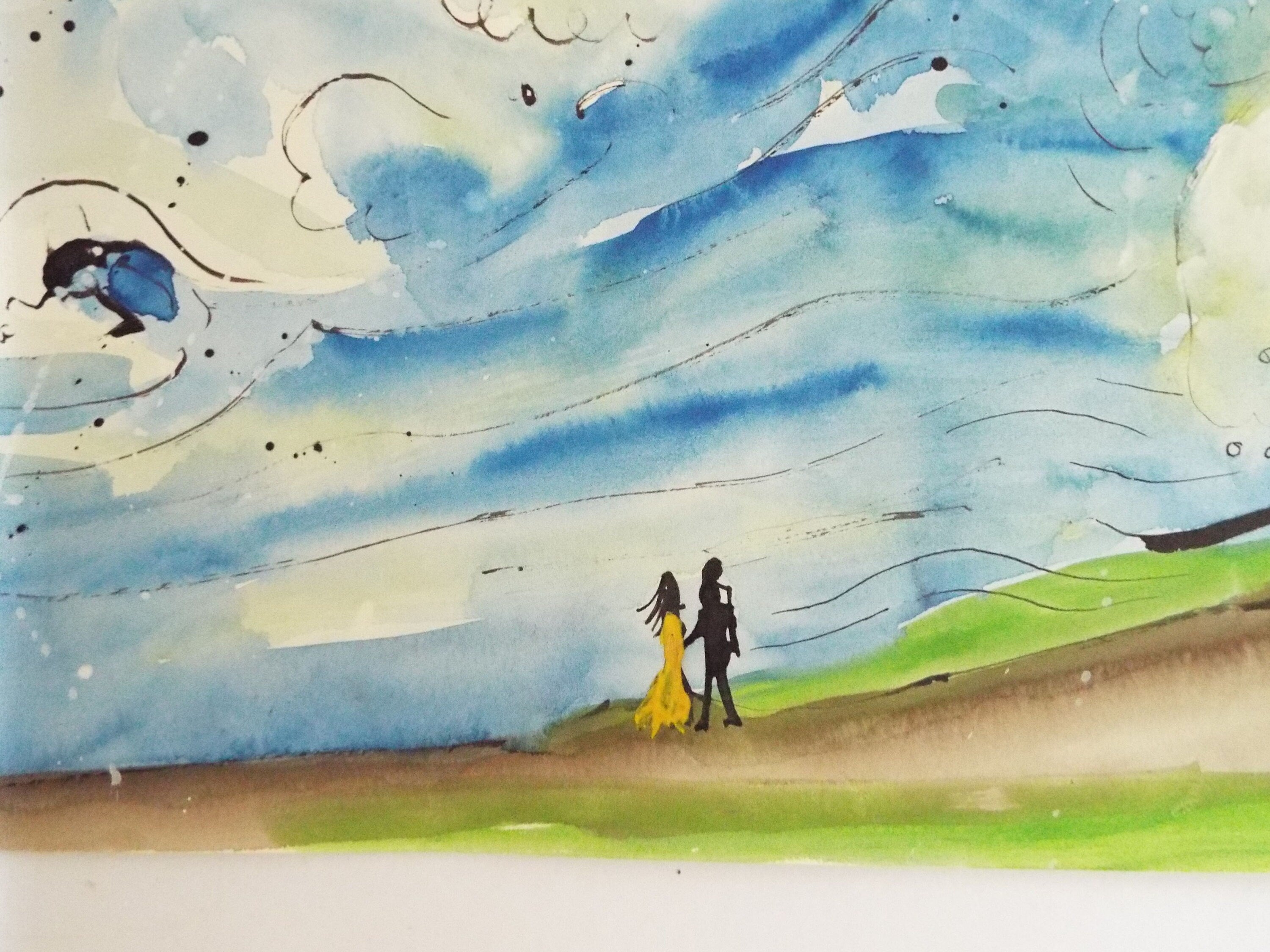 Original Watercolour & India Ink , 'Great Waves' - from the Great Flood series of 100 paintings, 1980's, Sven Berlin (1911-1999)