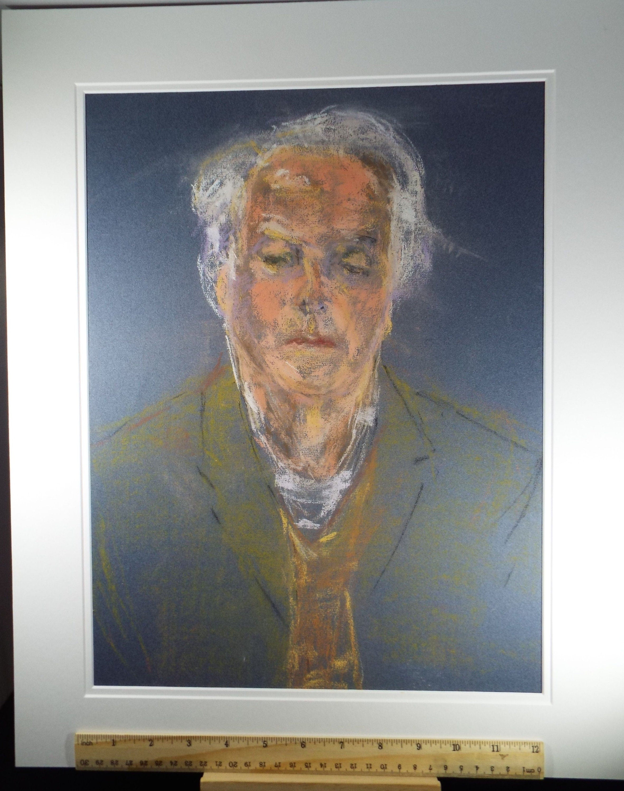 Original Pastel, 'Man with Scarf', Paivio Knighton, (active 1968-c1986)