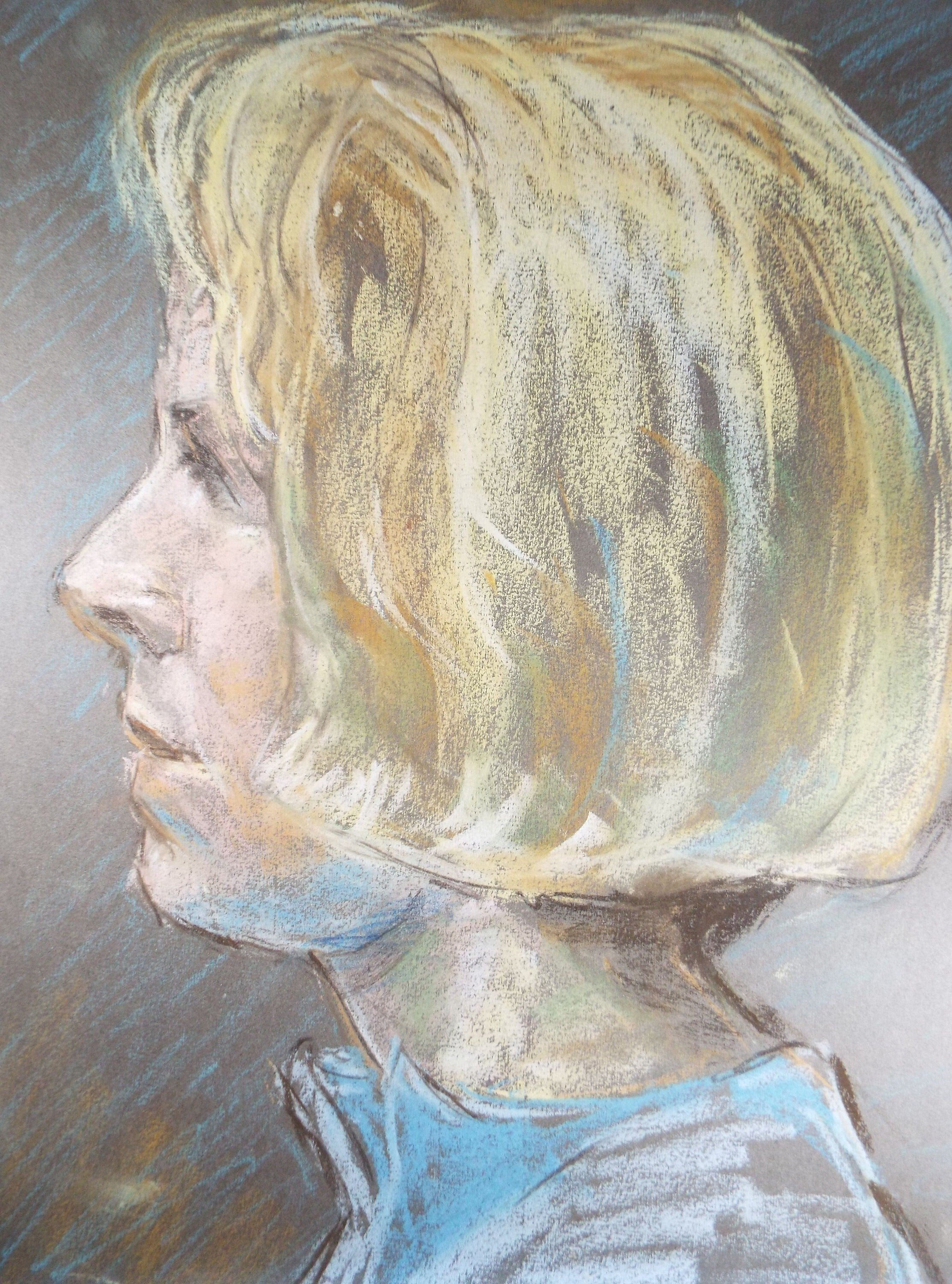 Original Pastel, 'Woman in Profile', Paivio Knighton, (active 1968-c1986)