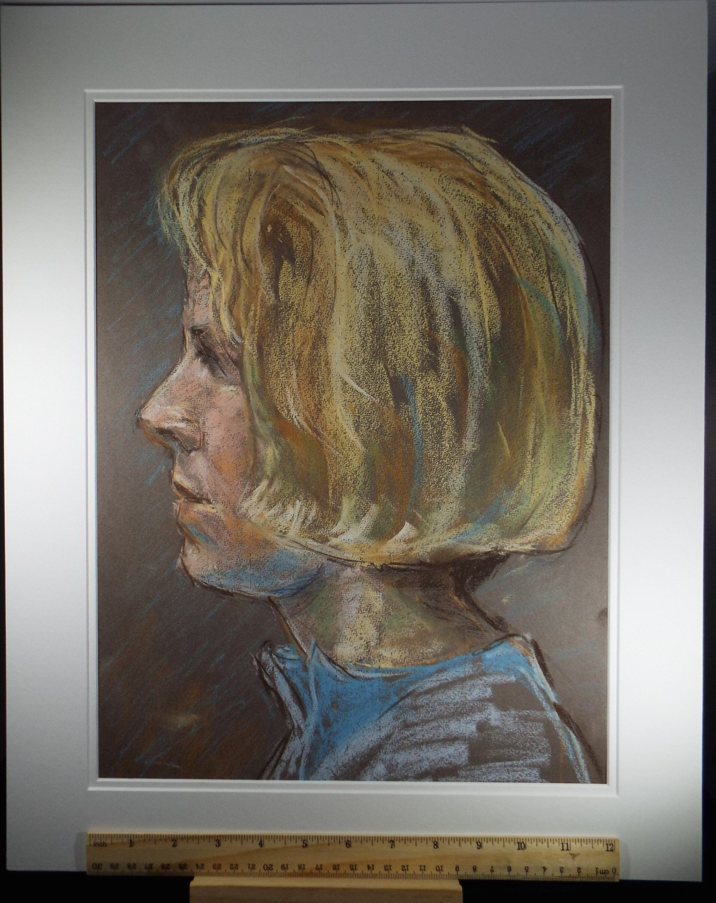 Original Pastel, 'Woman in Profile', Paivio Knighton, (active 1968-c1986)