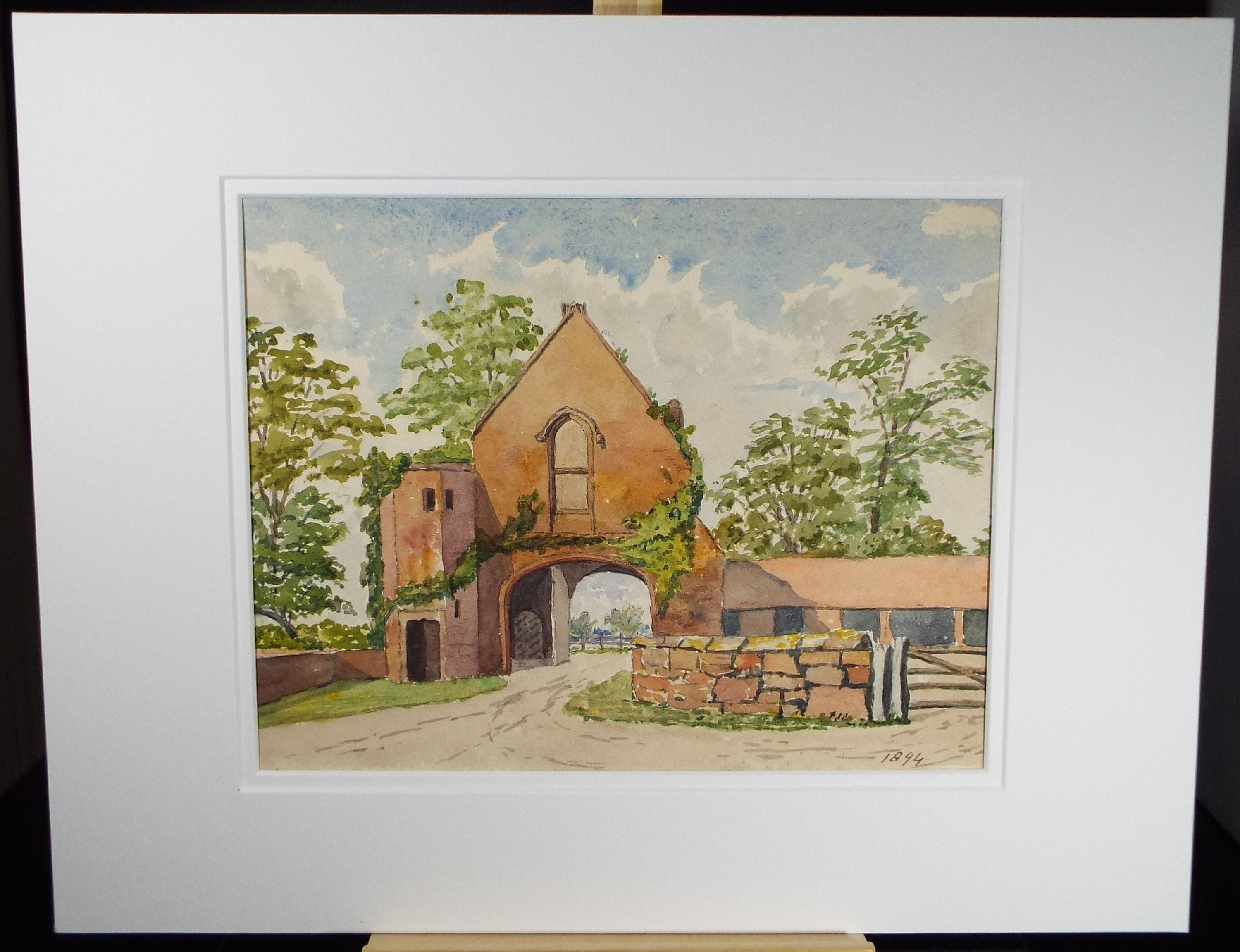 Original Watercolour,' Gatehouse Maxstoke Abbey', dated 1894, Artist Unknown