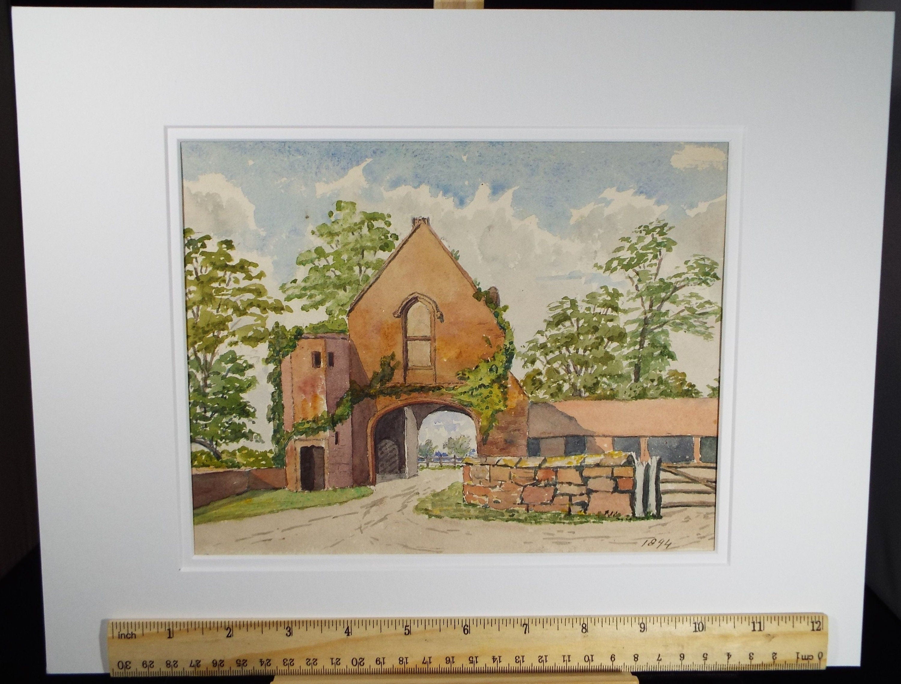 Original Watercolour,' Gatehouse Maxstoke Abbey', dated 1894, Artist Unknown