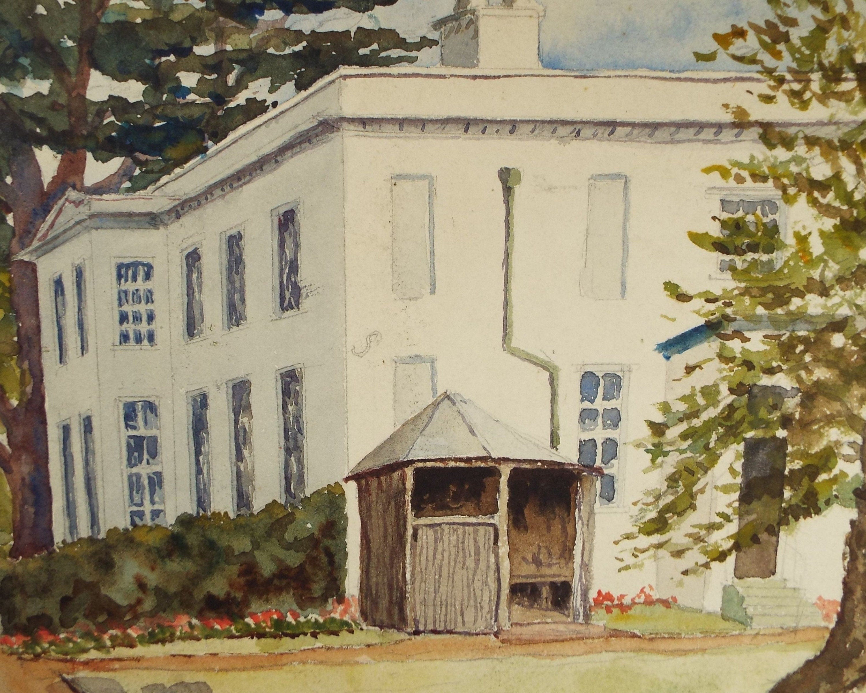 Original Watercolour,' The White House', Circa 1900, Artist Unknown