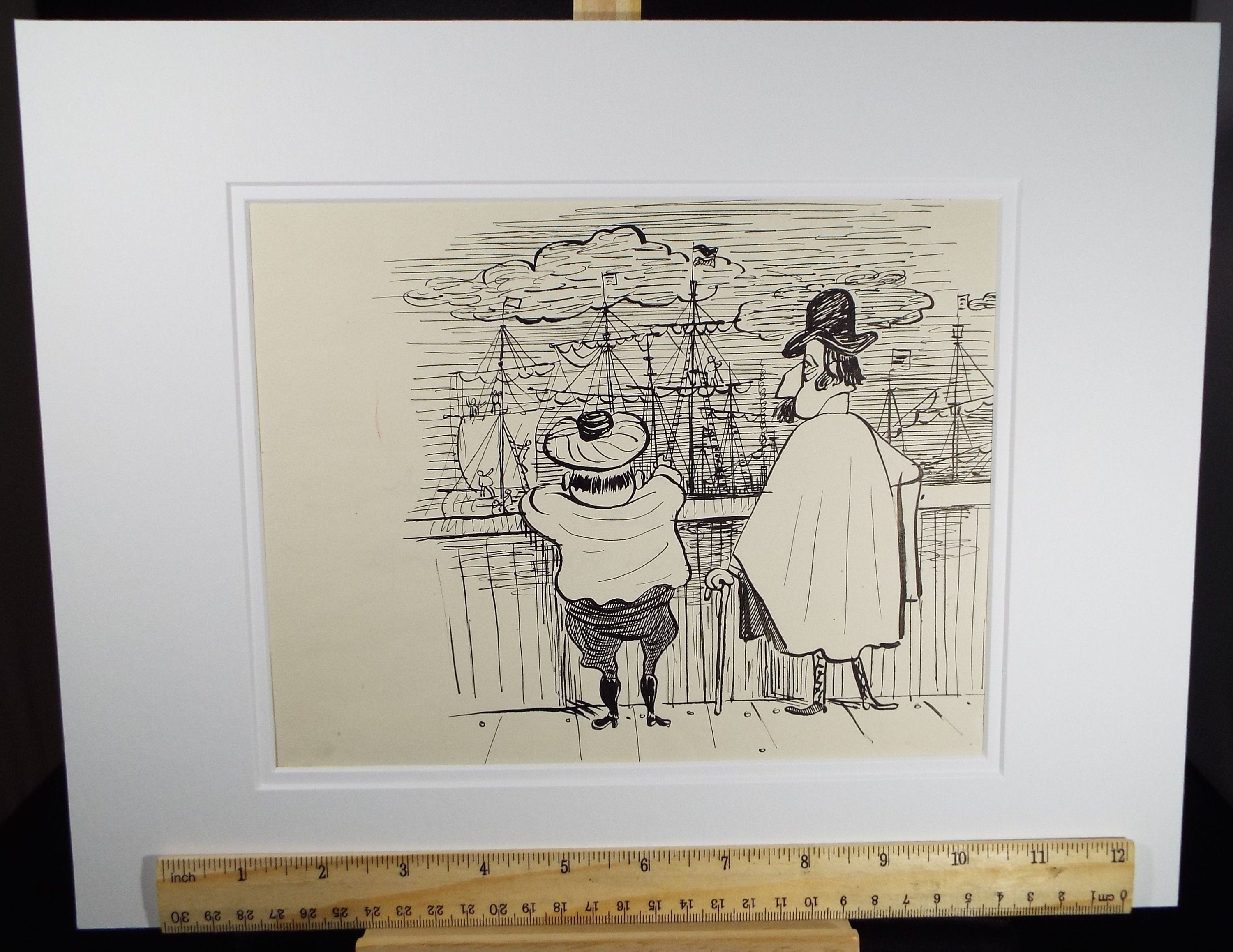 Original Pen and ink, 'I see no Ships', circa 1970's, Herbert Scheurich (German)