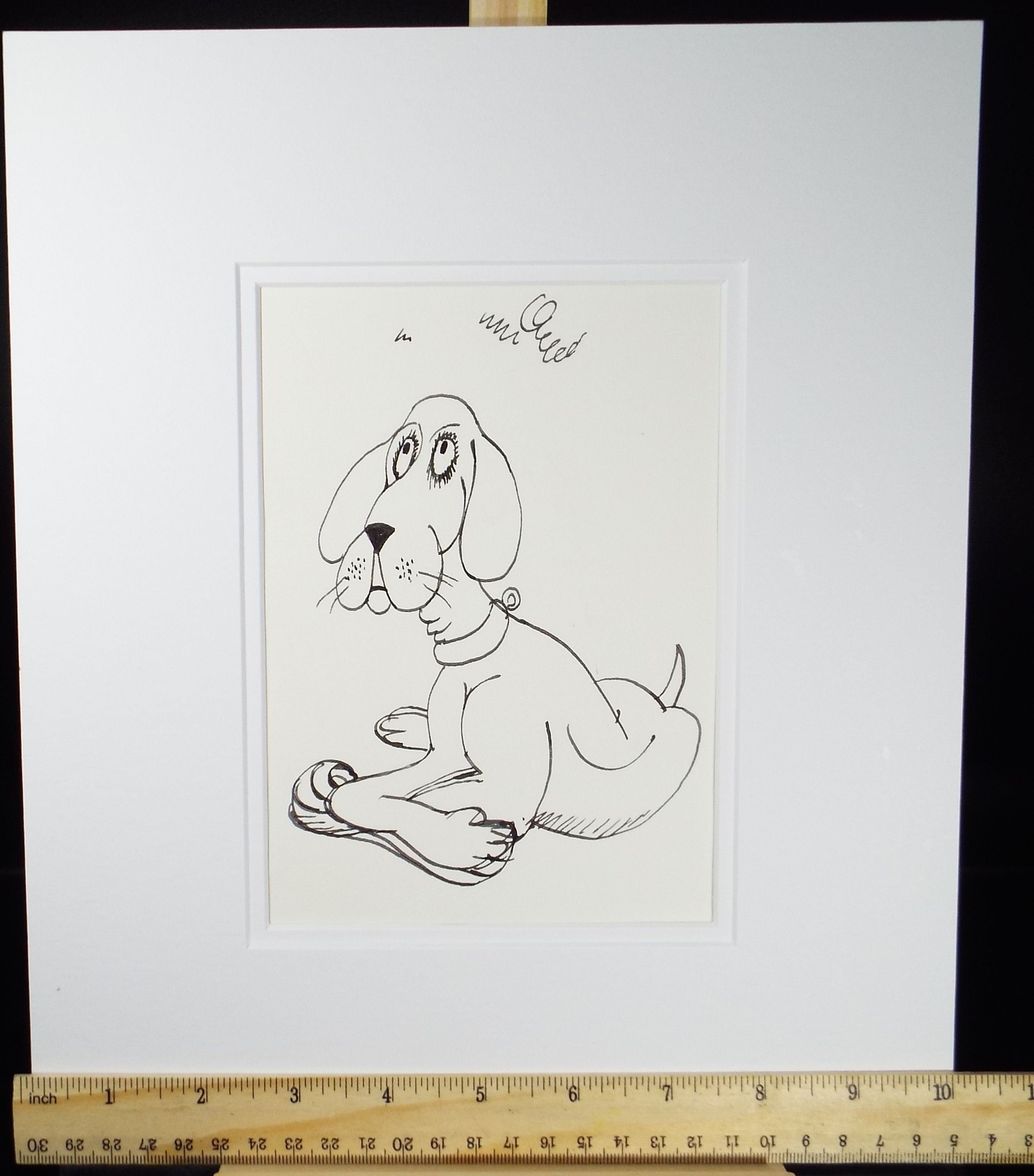 Original Pen and ink, 'Dog', circa 1970's, Herbert Scheurich (German)