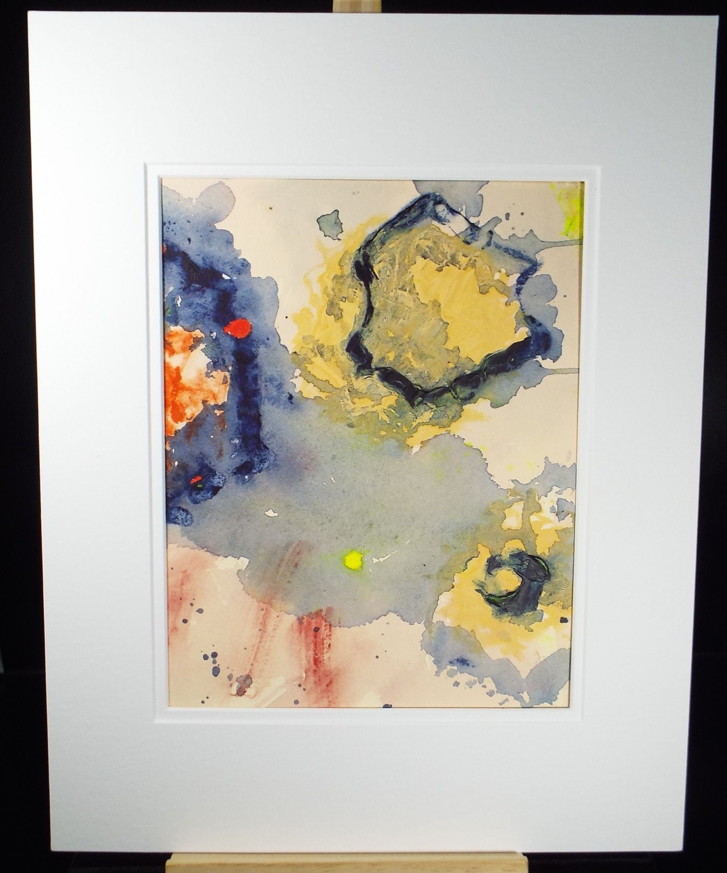 Original Watercolour & Gouache, 'Circular Abstract', 1990s, Reginald Flint (20th Century)