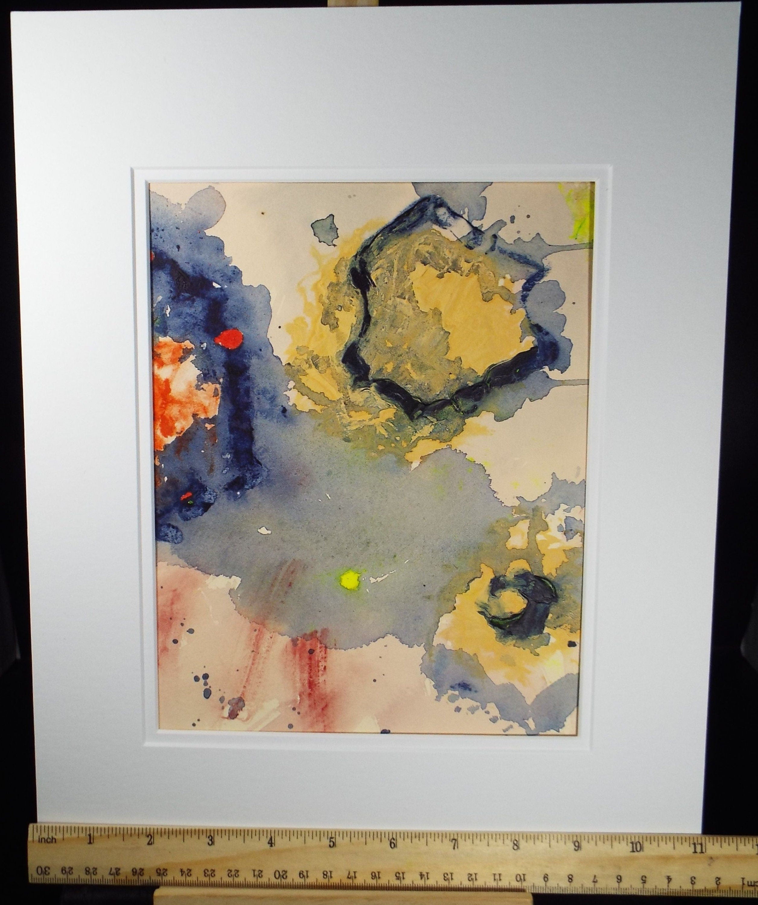 Original Watercolour & Gouache, 'Circular Abstract', 1990s, Reginald Flint (20th Century)